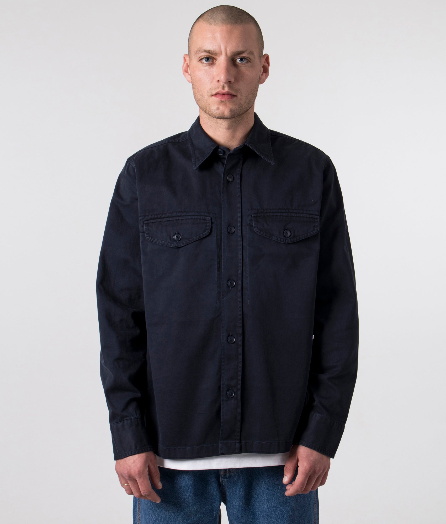 BOSS Mens Relaxed Fit Lovelock Overshirt - Colour: 404 Dark Blue - Size: Large