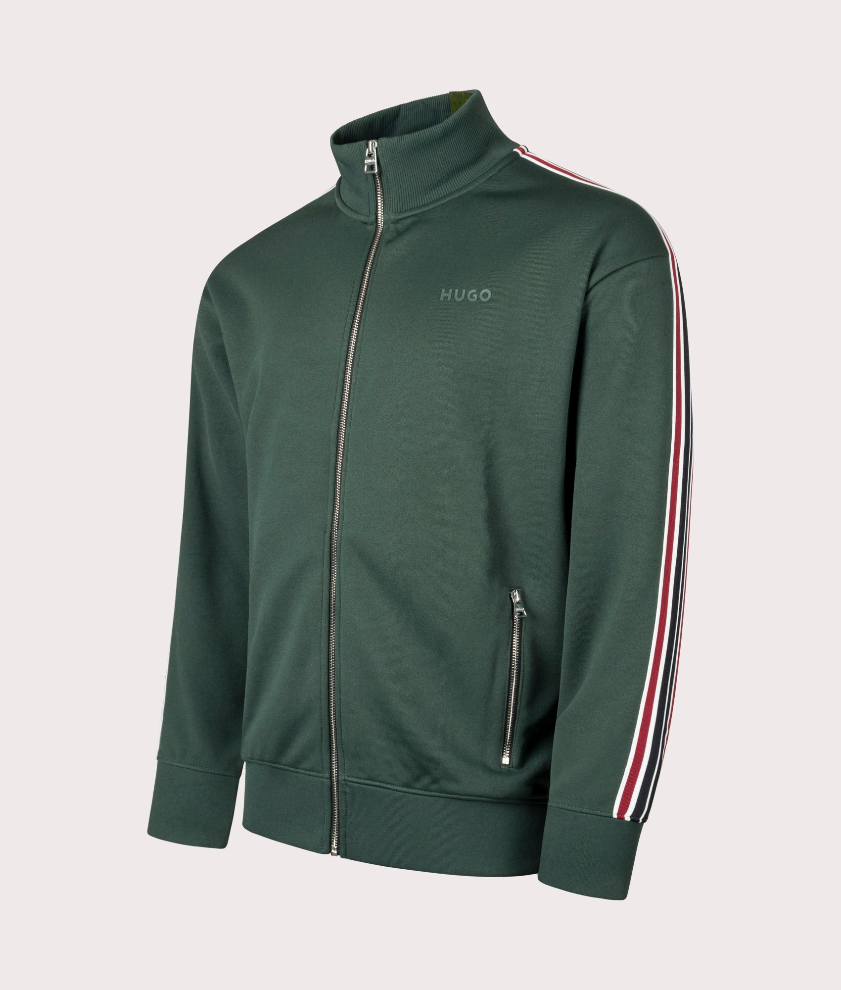 HUGO Mens Relaxed Fit Dalpens Track Top - Colour: 302 Dark Green - Size: Large