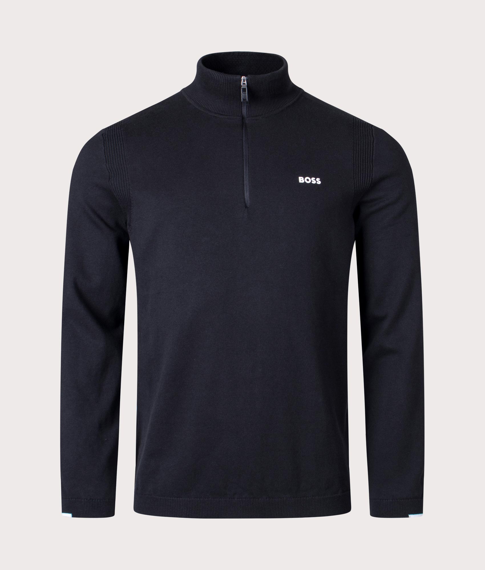 BOSS Mens Quarter Zip Ever-X Knit Jumper - Colour: 001 Black - Size: XXL