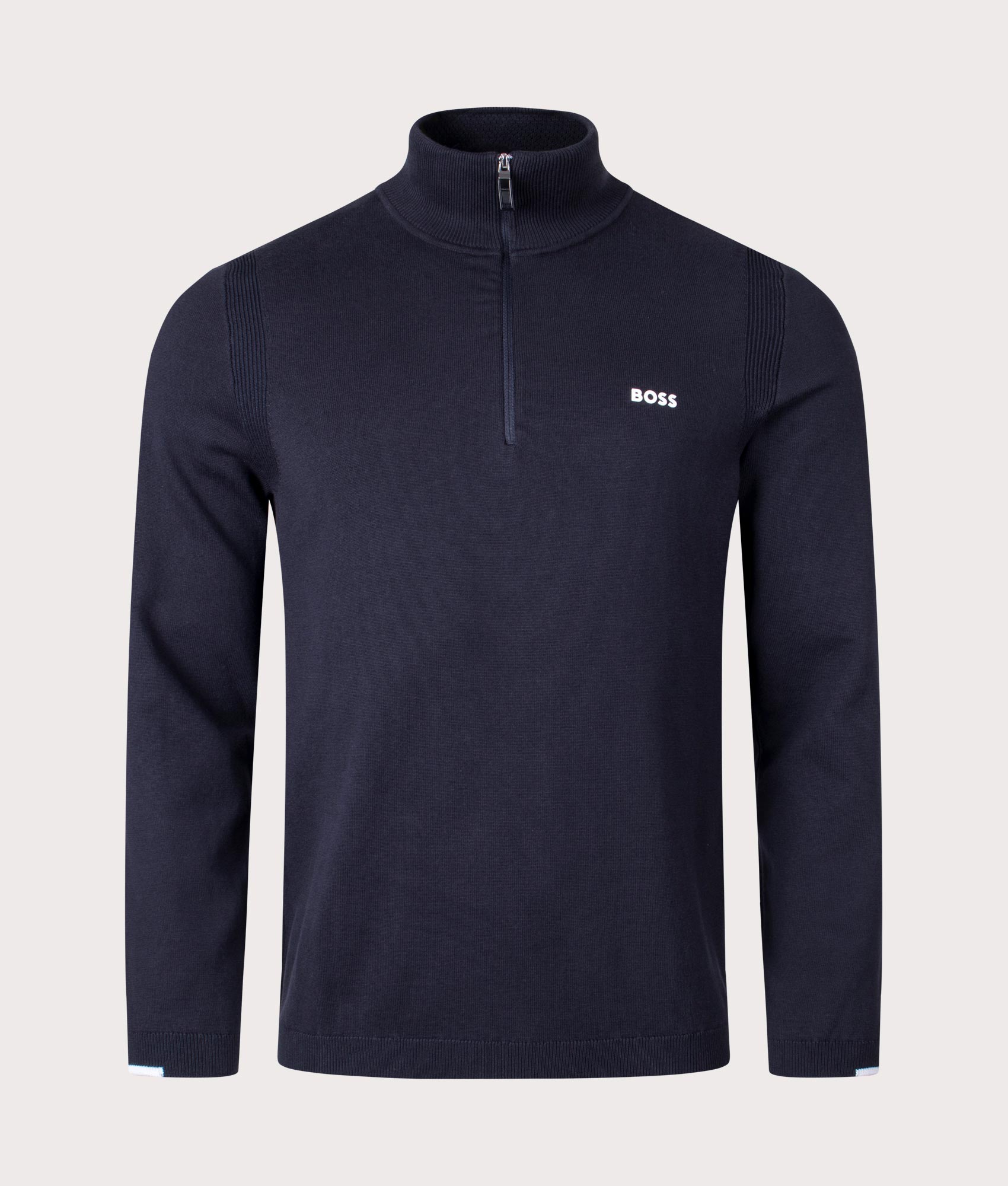 BOSS Mens Quarter Zip Ever-X Knit Jumper - Colour: 402 Dark Blue - Size: Large