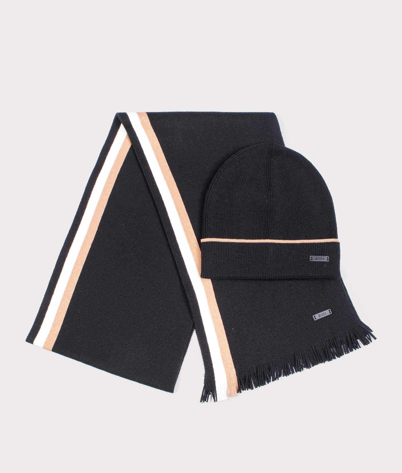 BOSS Mens Beanie and Scarf Set - Colour: 001 Black - Size: One Size