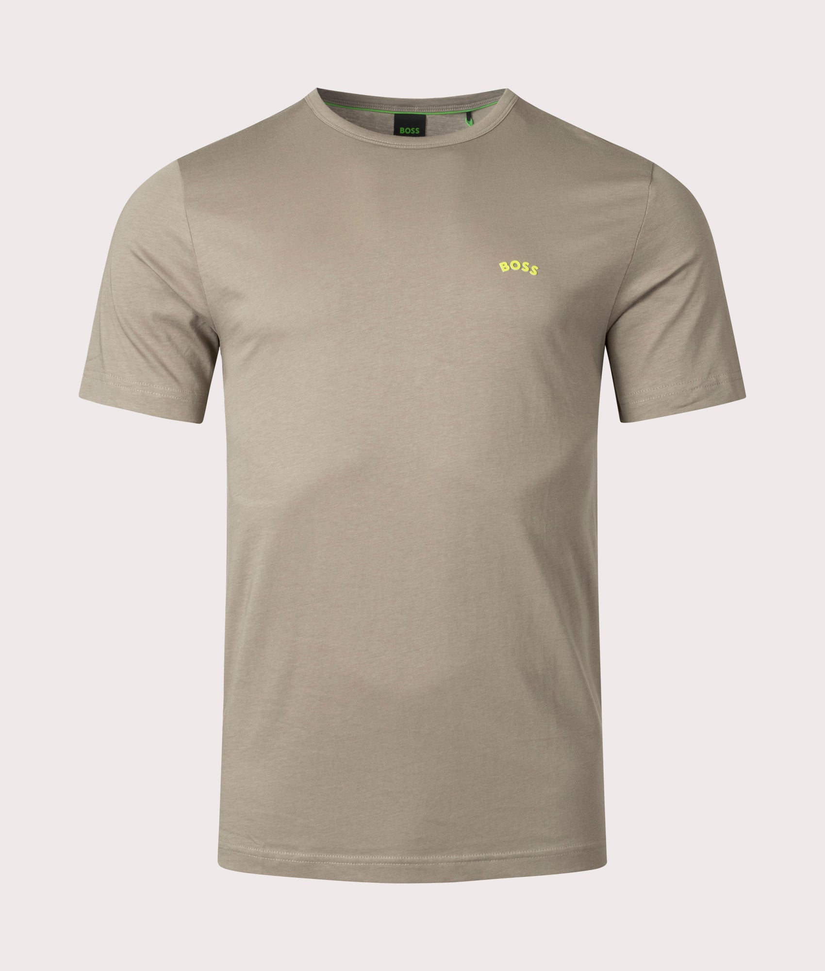 BOSS Mens Curved Logo T-Shirt - Colour: 335 Light/Pastel Green - Size: Medium