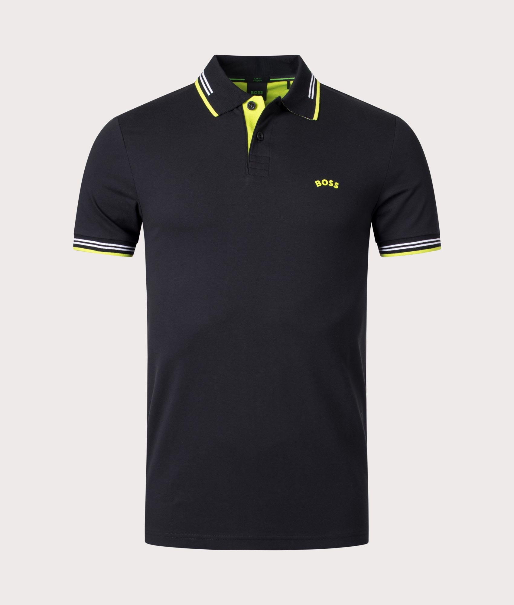 BOSS Mens Slim Fit Paul Curved Logo Polo Shirt - Colour: 009 Black - Size: XL