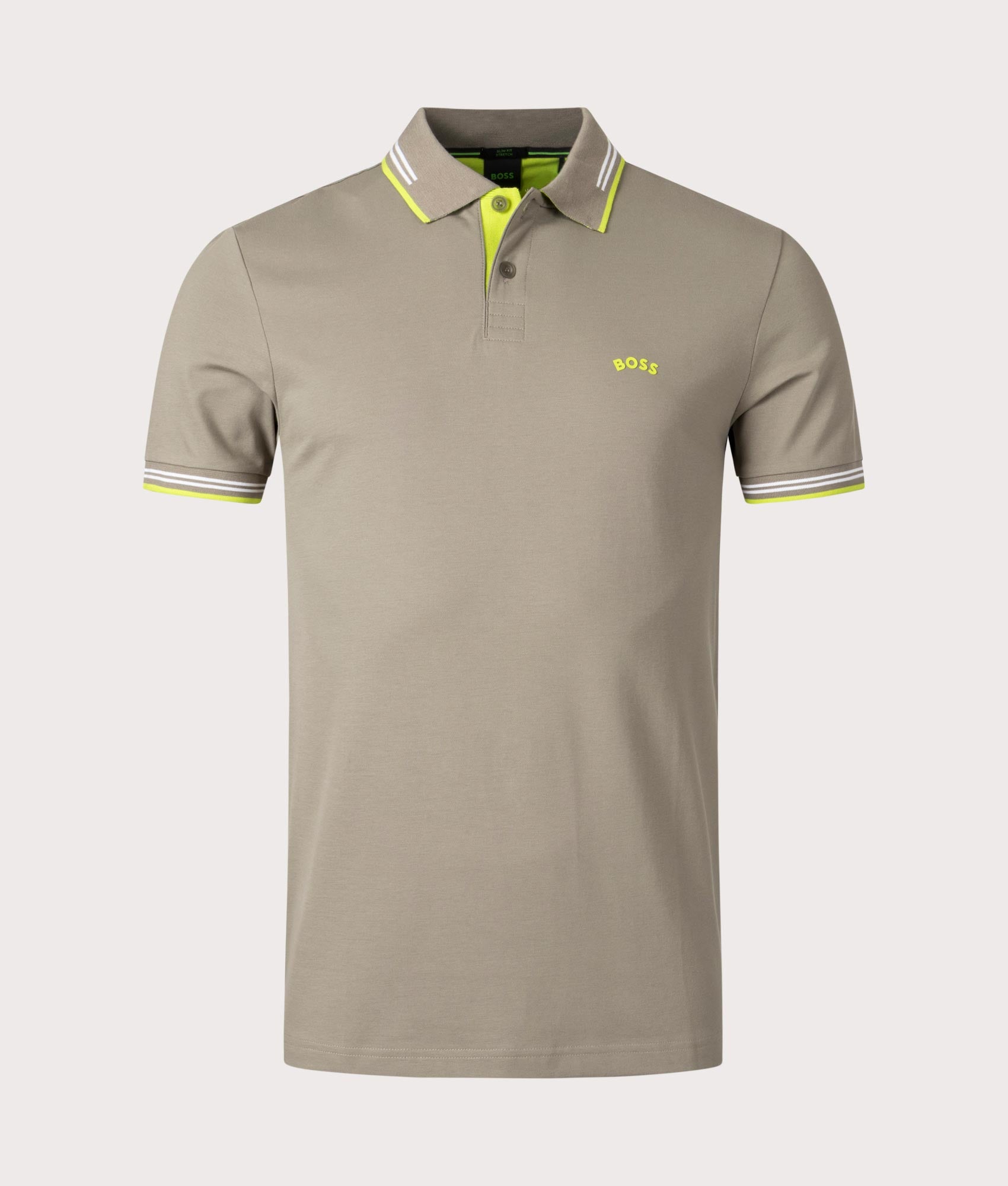 BOSS Mens Slim Fit Paul Curved Logo Polo Shirt - Colour: 334 Light/Pastel Green - Size: Large