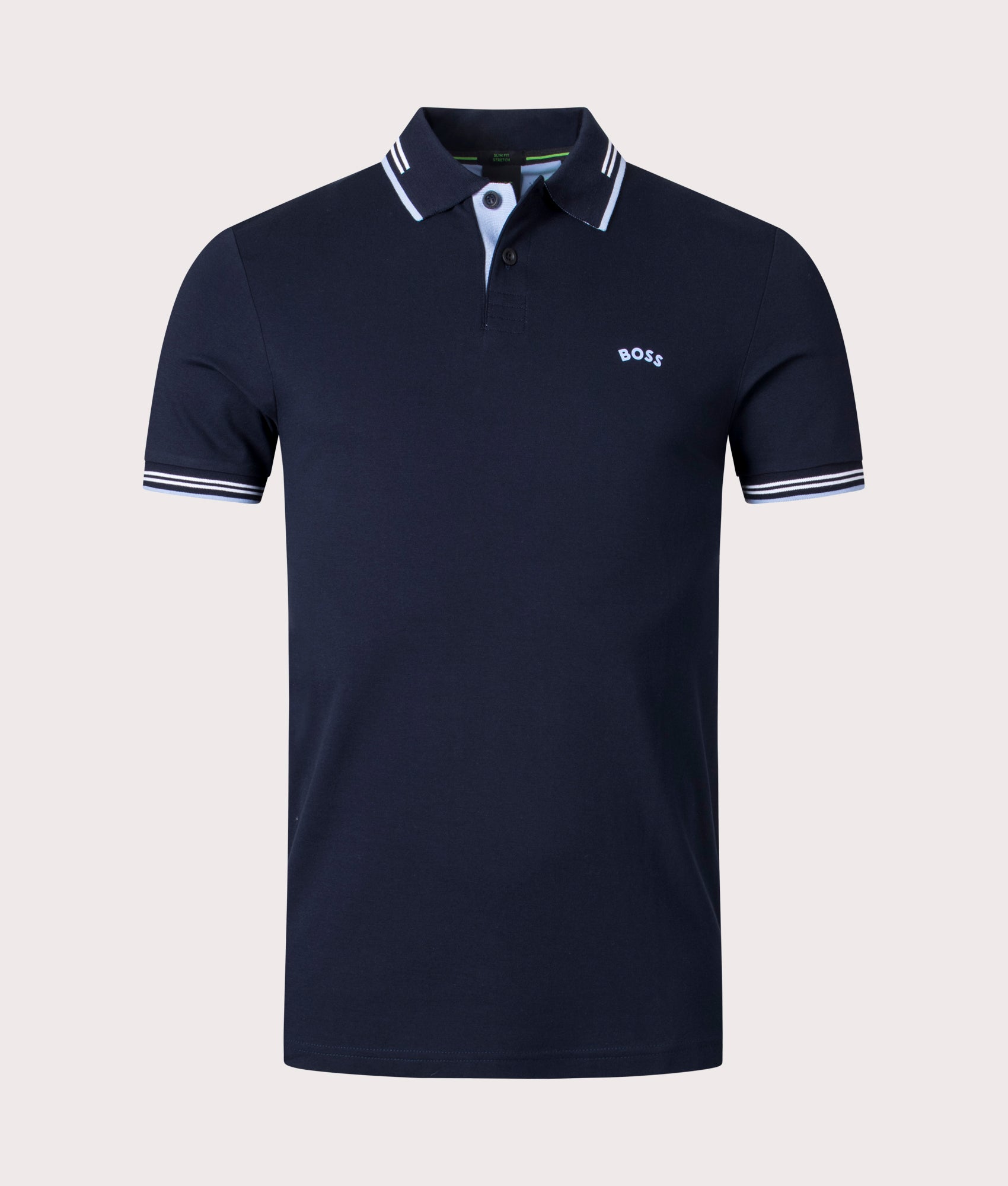 BOSS Mens Slim Fit Paul Curved Logo Polo Shirt - Colour: 409 Dark Blue - Size: XL
