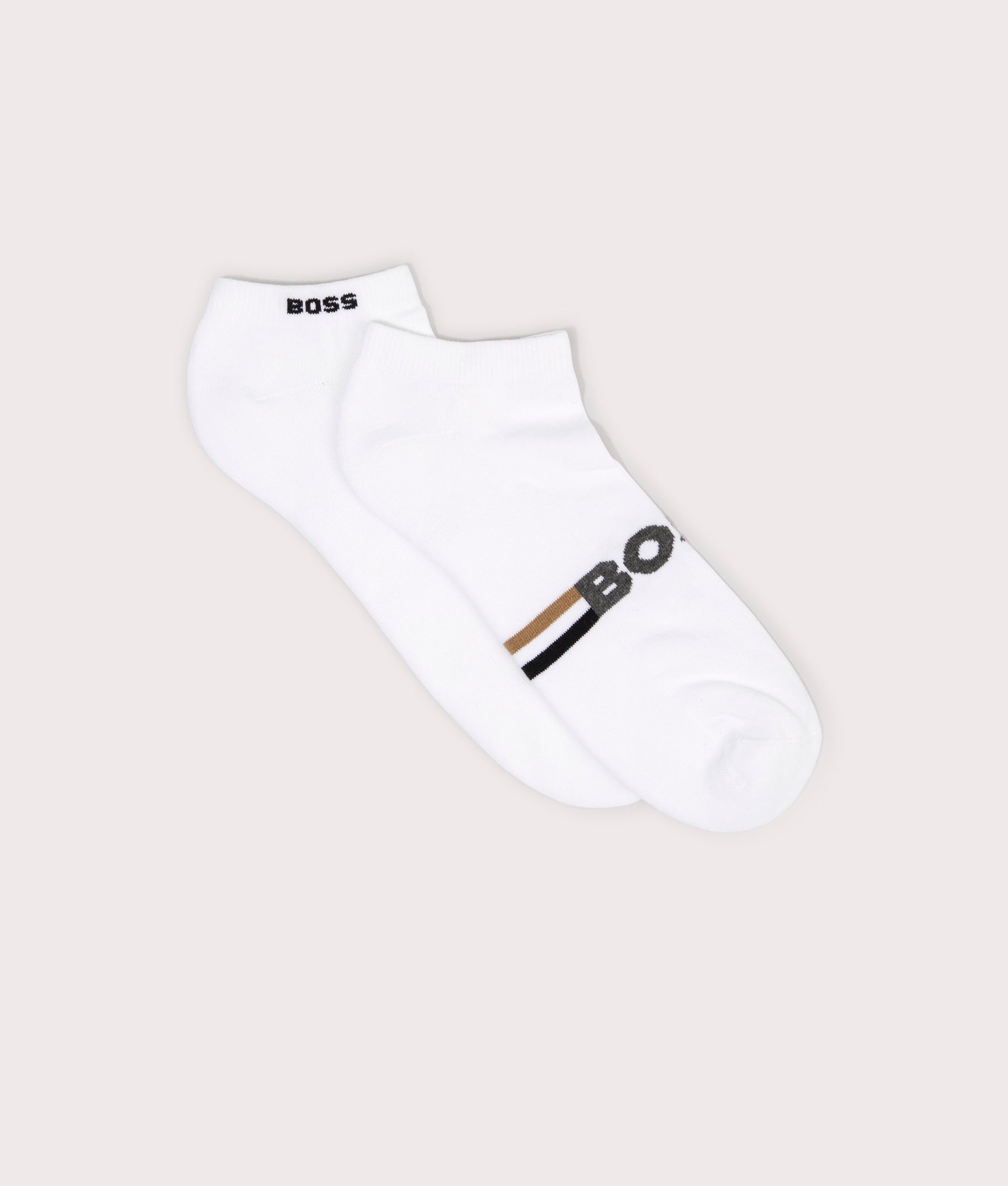 BOSS Mens 2 Pack Plush Iconic Ankle Socks - Colour: 100 White - Size: 6-11