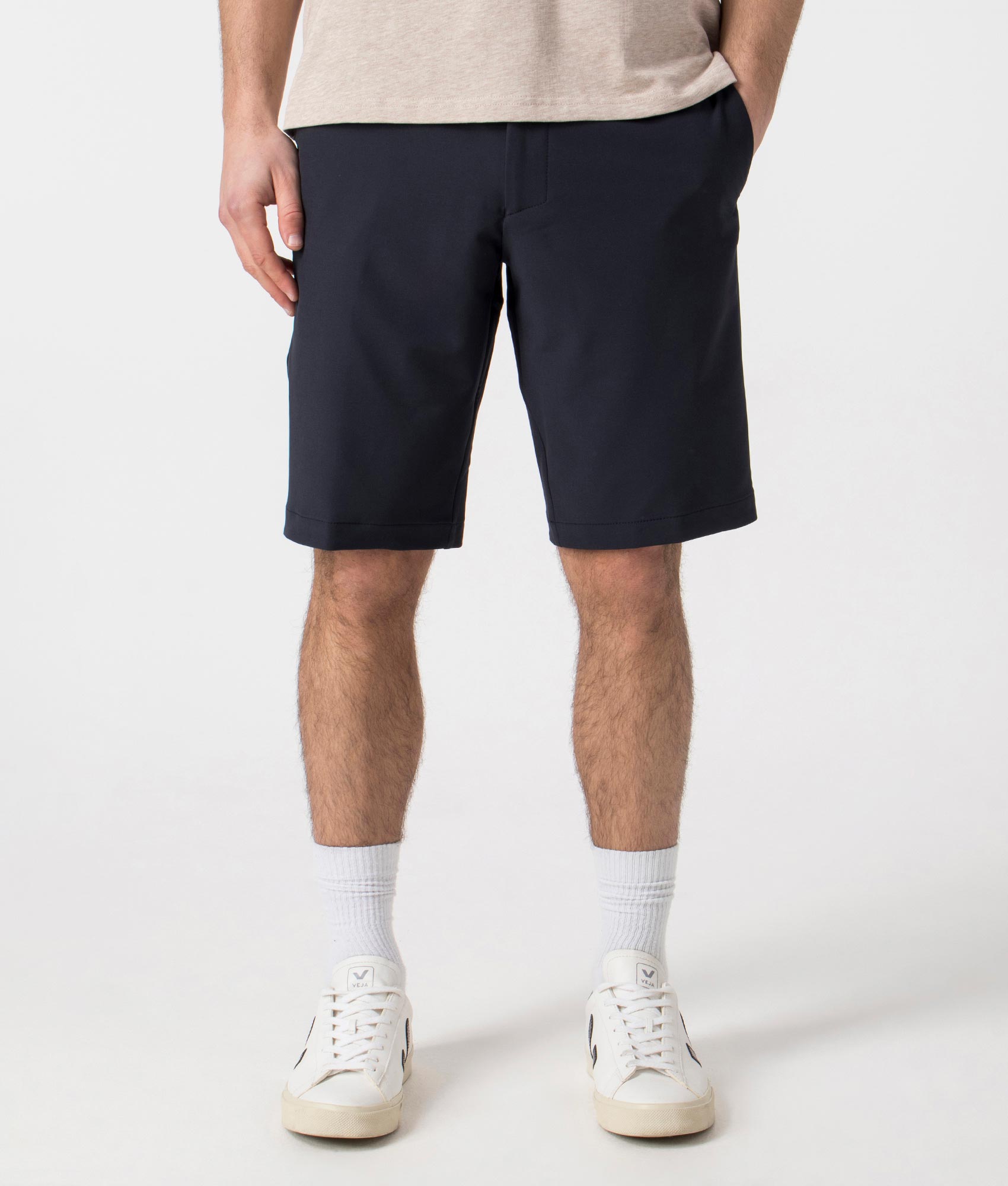 BOSS Mens Slim Fit Commuter Chino Shorts - Colour: 402 Dark Blue - Size: 34W