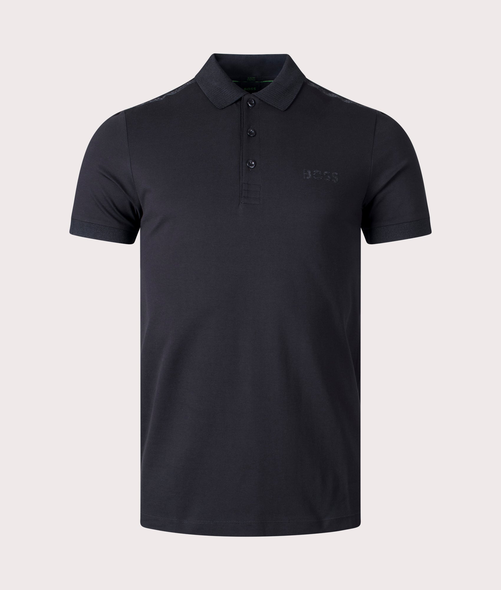 BOSS Mens Slim Fit Paule Mirror Polo Shirt - Colour: 001 Black - Size: Medium