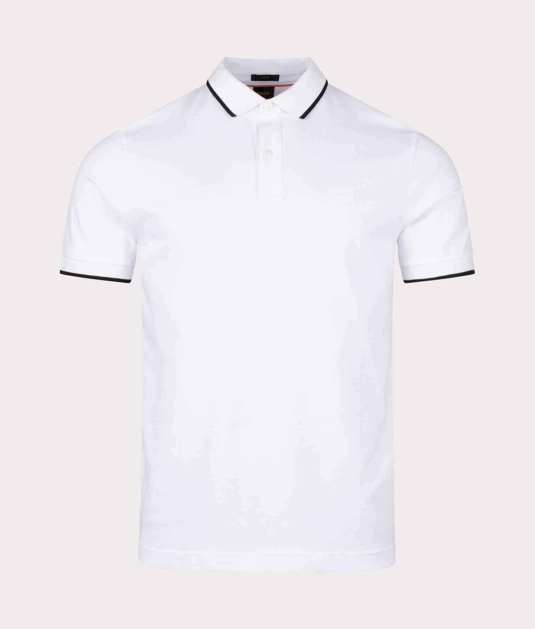 BOSS Mens Slim Fit Passertip Polo Shirt - Colour: 100 White - Size: XXL