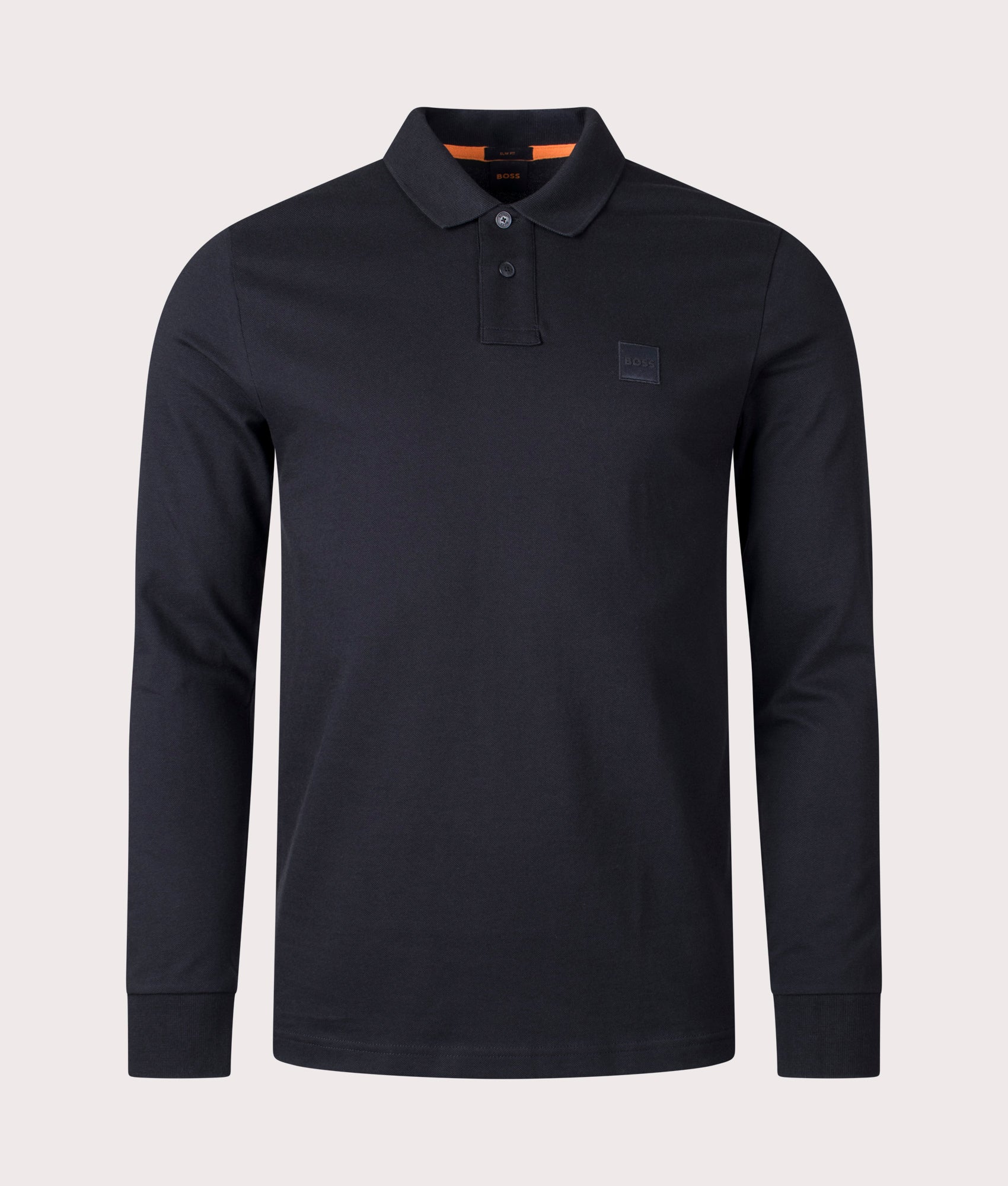 BOSS Mens Slim Fit Passerby Long Sleeve Polo Shirt - Colour: 001 Black - Size: Medium