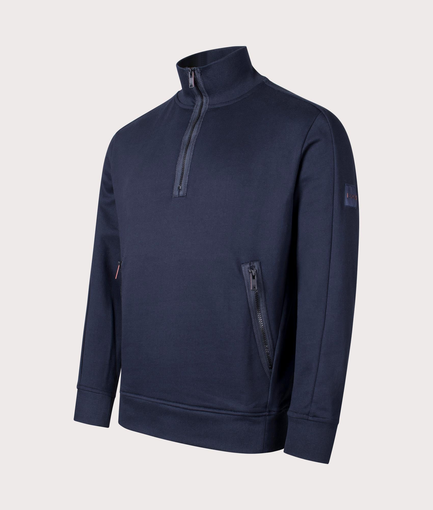 BOSS Mens Zecompany Quarter Zip Sweatshirt - Colour: 404 Dark Blue - Size: Large