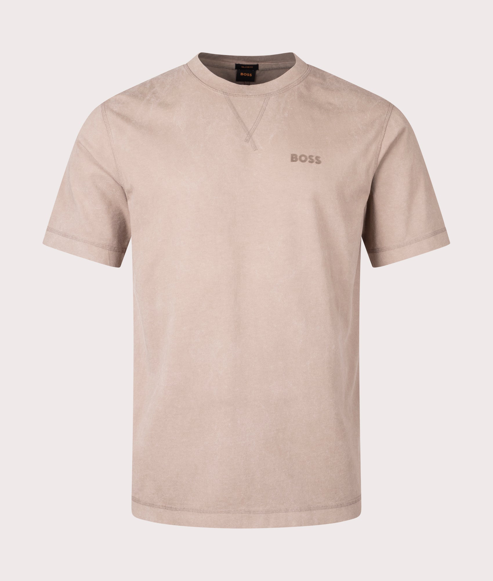 BOSS Mens Raw Logo T-Shirt - Colour: 246 Open Brown - Size: XL