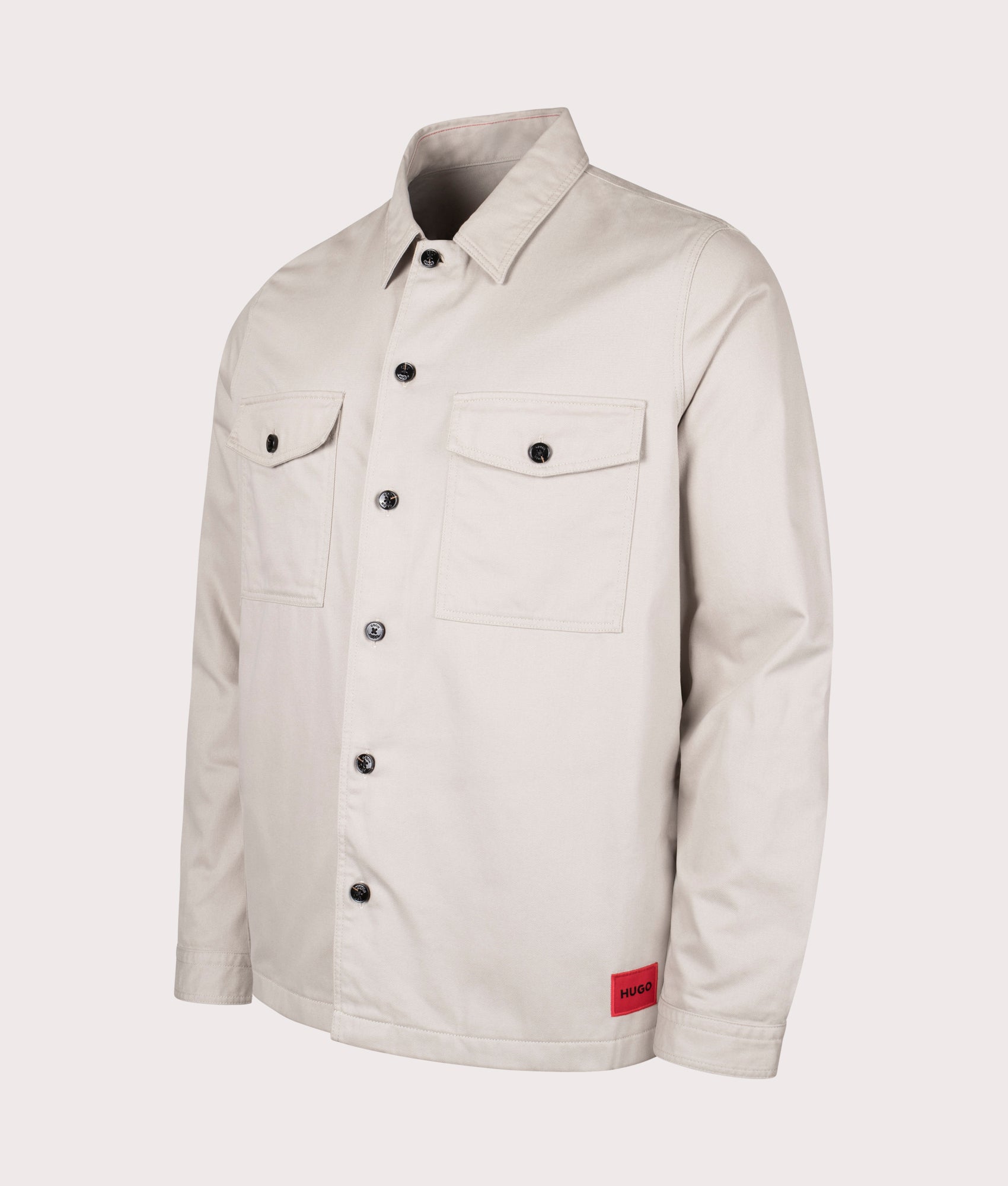 HUGO Mens Enalu Overshirt - Colour: 055 Light/Pastel Grey - Size: XL