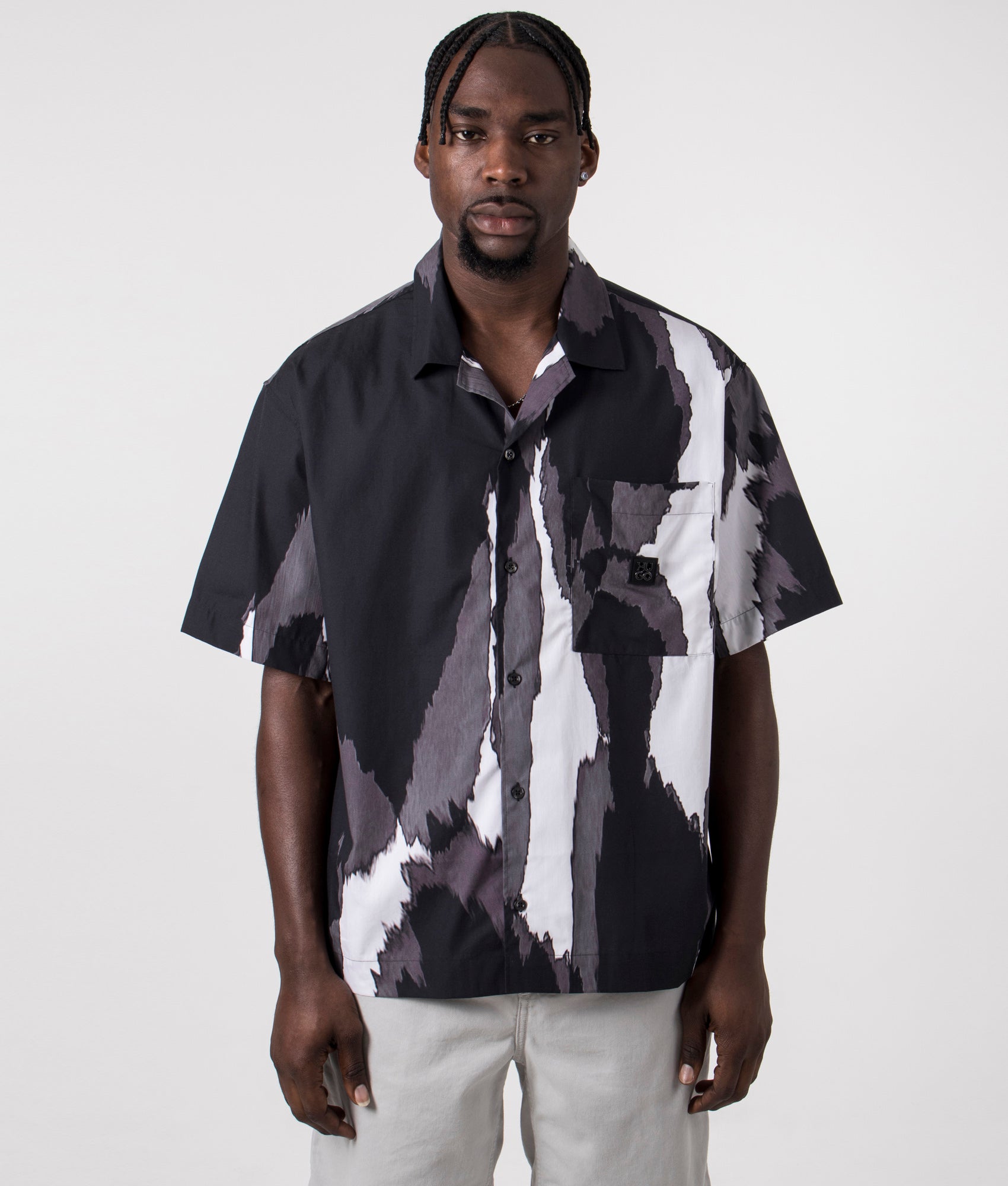 HUGO Mens Egeeno Short Sleeve Shirt - Colour: 966 Open Miscellaneous - Size: XL
