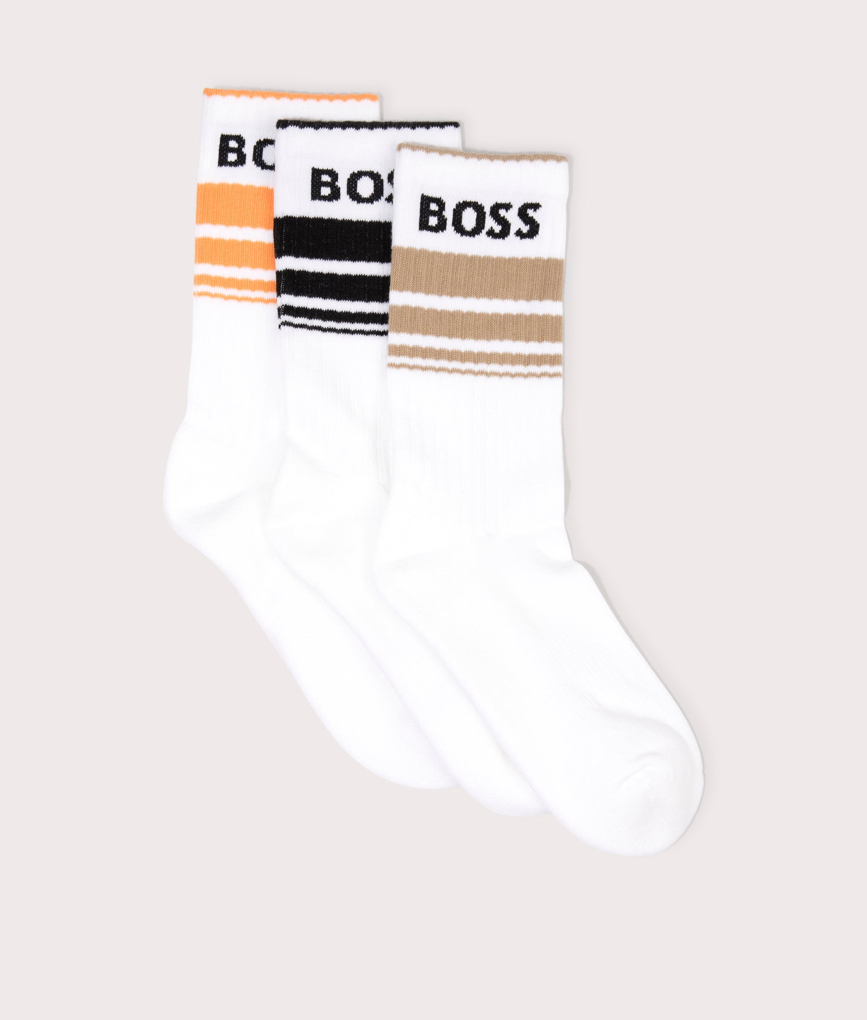BOSS Mens 3Pack Rib Stripe Socks - Colour: 100 White - Size: 6-11