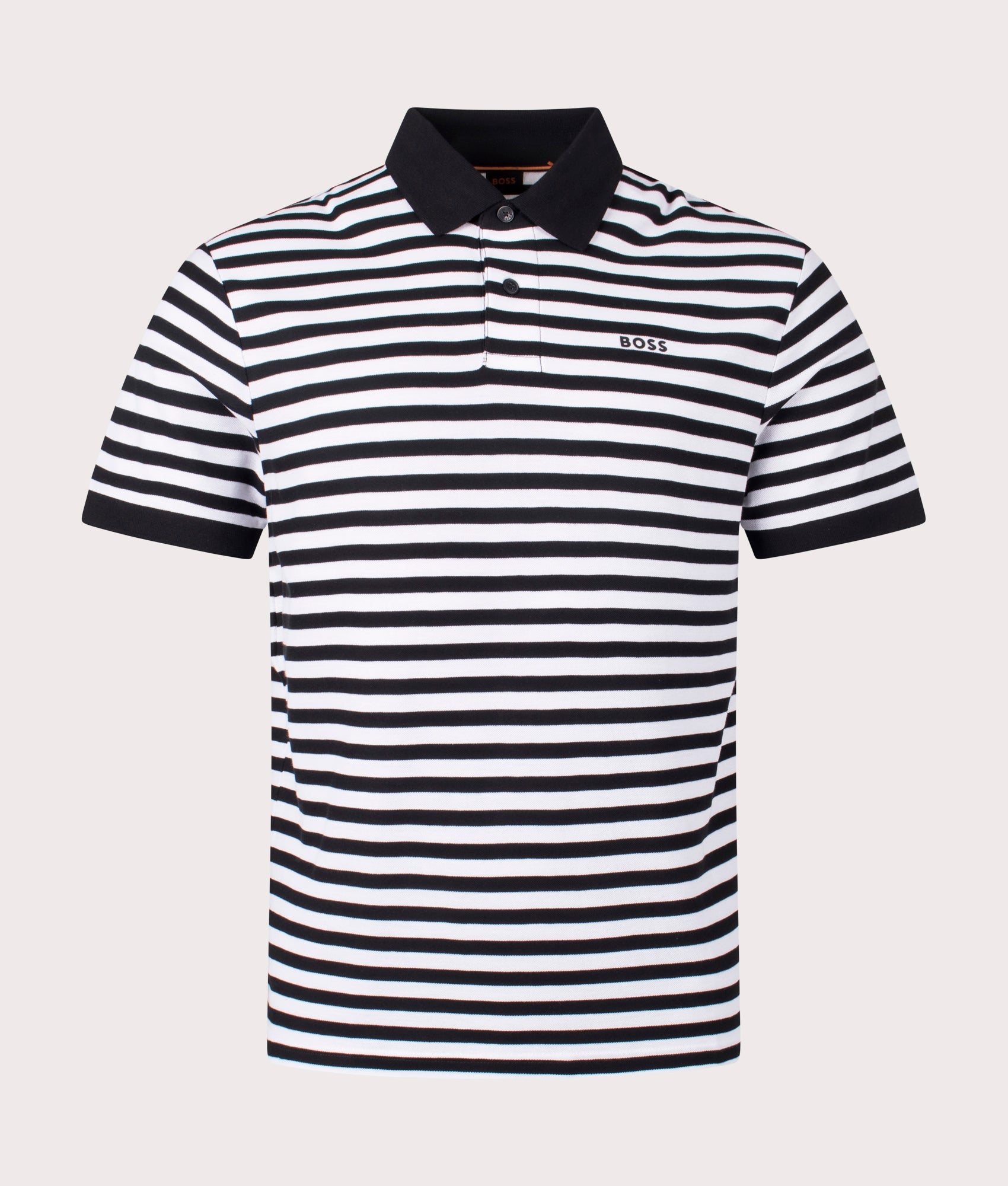 BOSS Mens Pales Stripe Polo Shirt - Colour: 001 Black - Size: Medium