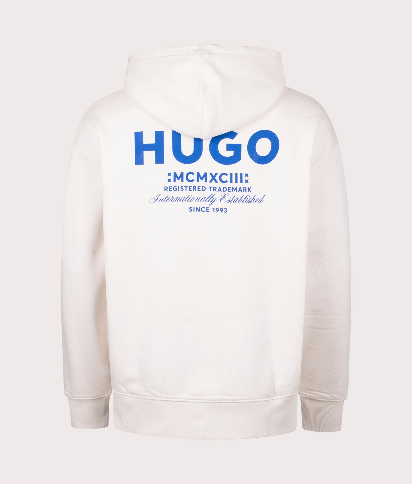 HUGO Mens Relaxed Fit Nazardo Hoodie - Colour: 121 Open White - Size: Large