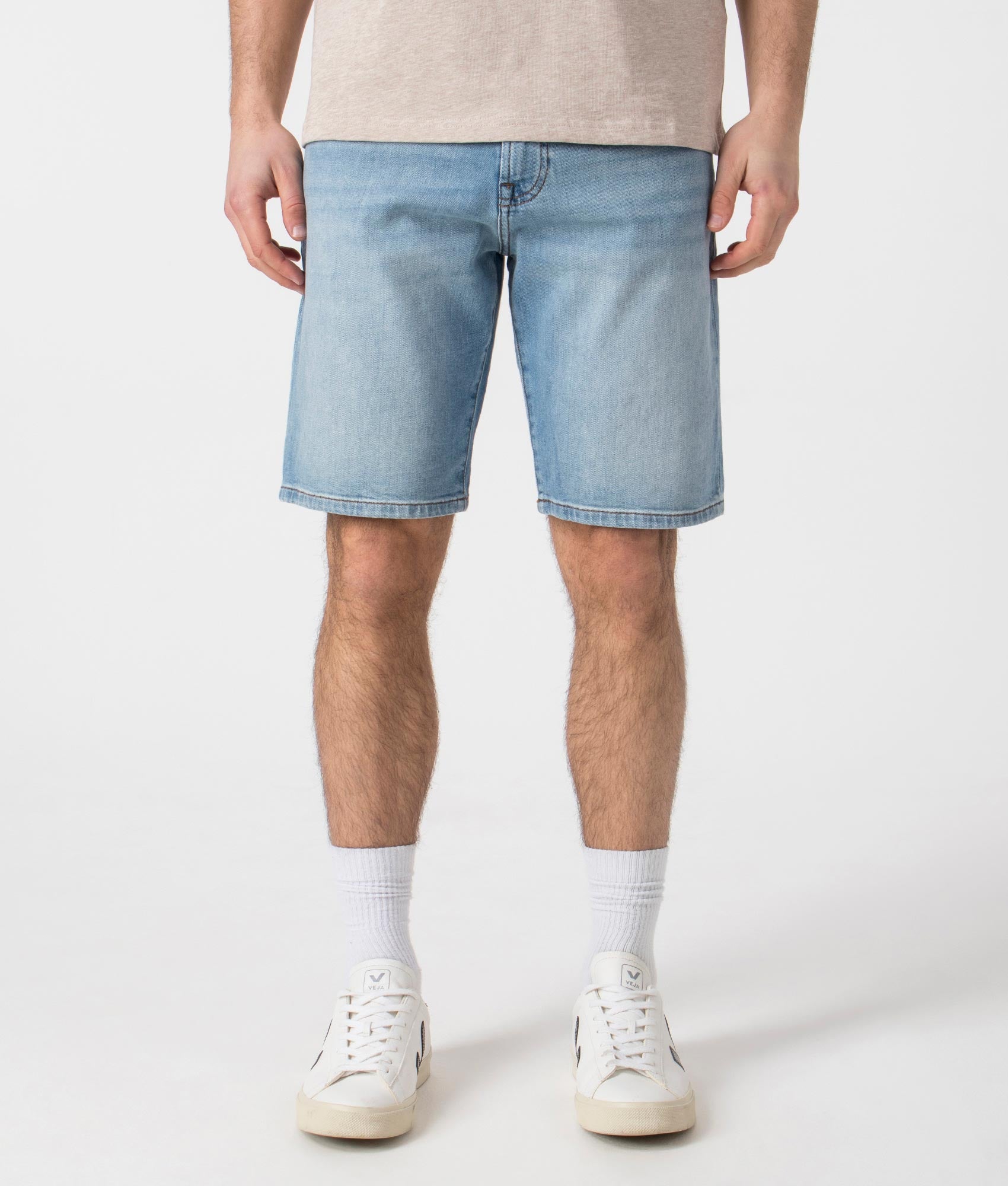 BOSS Mens Regular Fit Maine Shorts BC - Colour: 450 Light/Pastel Blue - Size: 36W