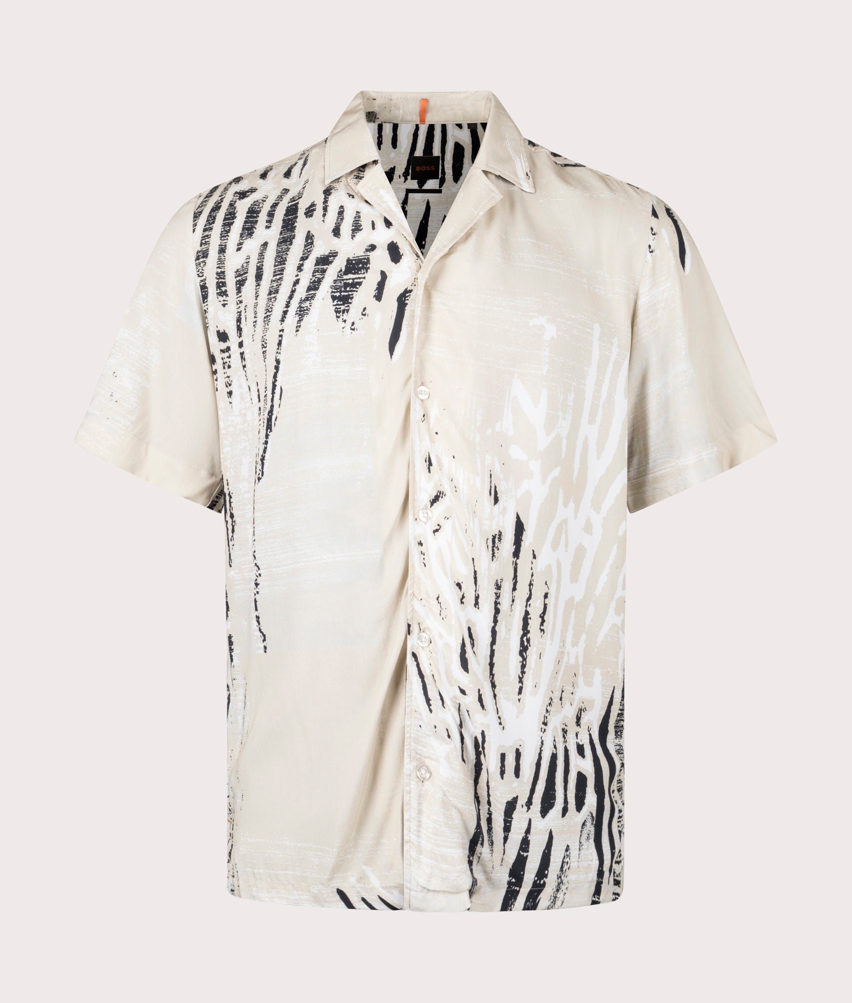 BOSS Mens Rayer Short Sleeve Shirt - Colour: 272 Light Beige - Size: Medium