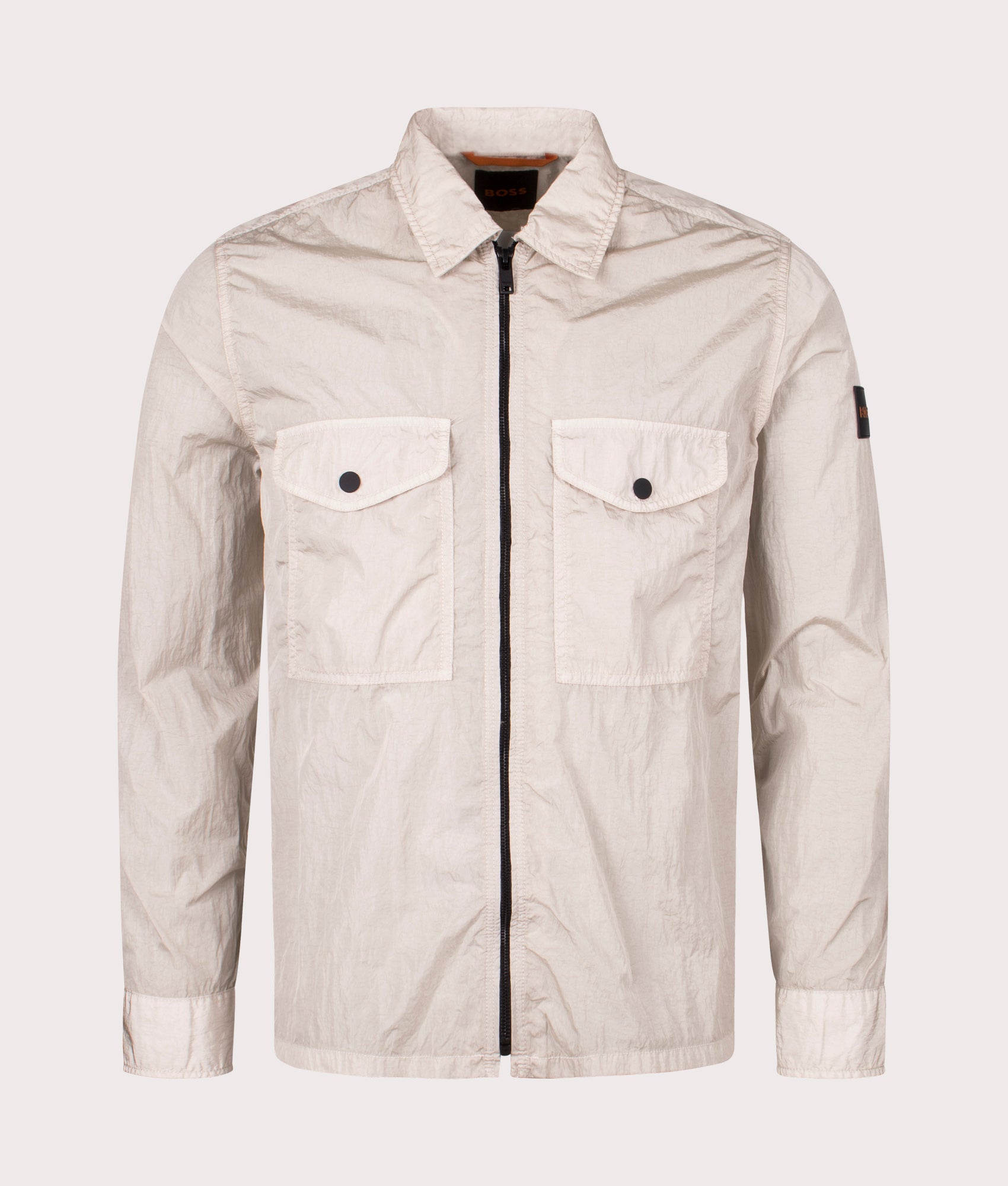 BOSS Mens Lovel Zip Through Overshirt - Colour: 271 Light Beige - Size: Large