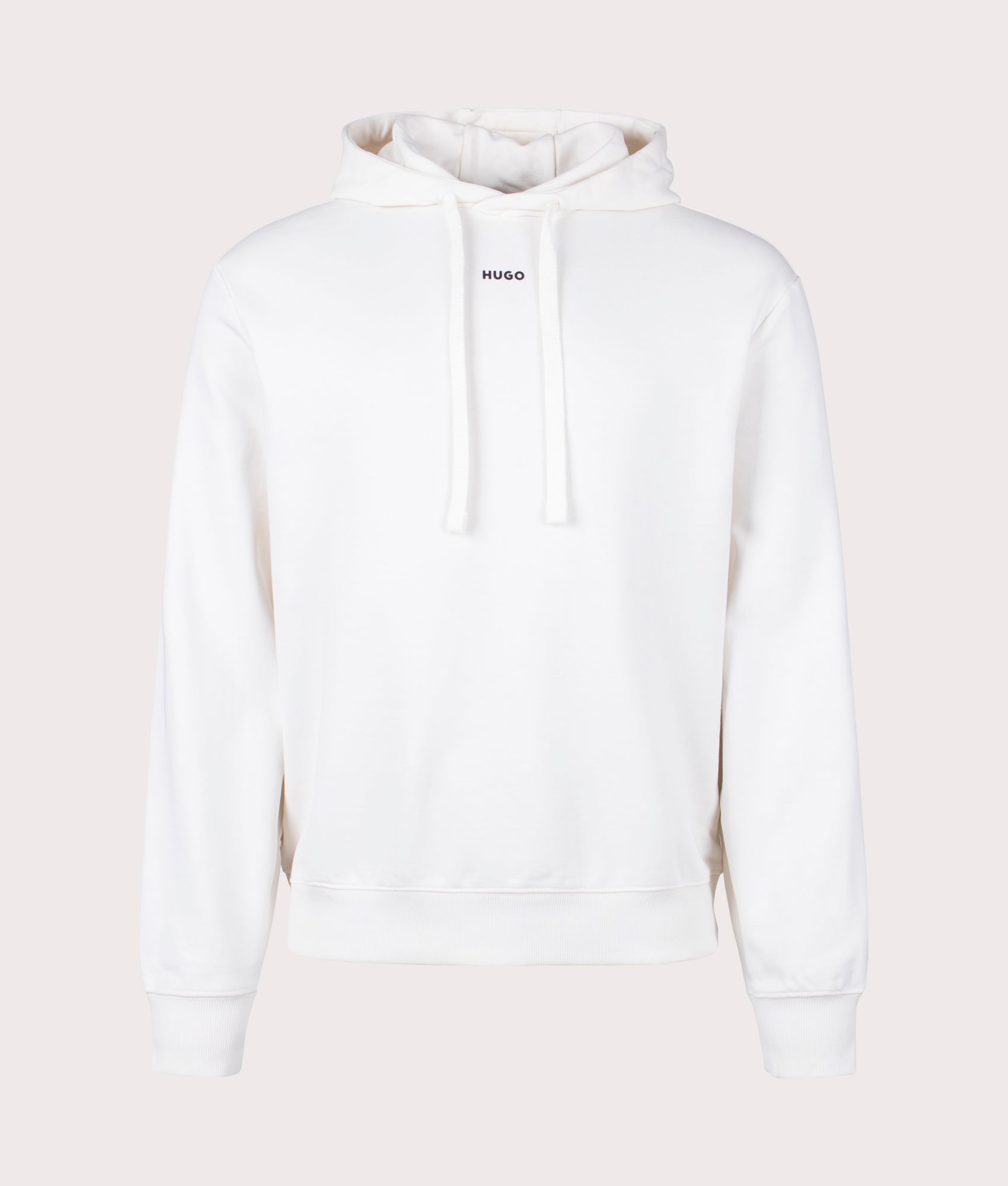 HUGO Mens Relaxed Fit Dapo Hoodie - Colour: 121 Open White - Size: Large