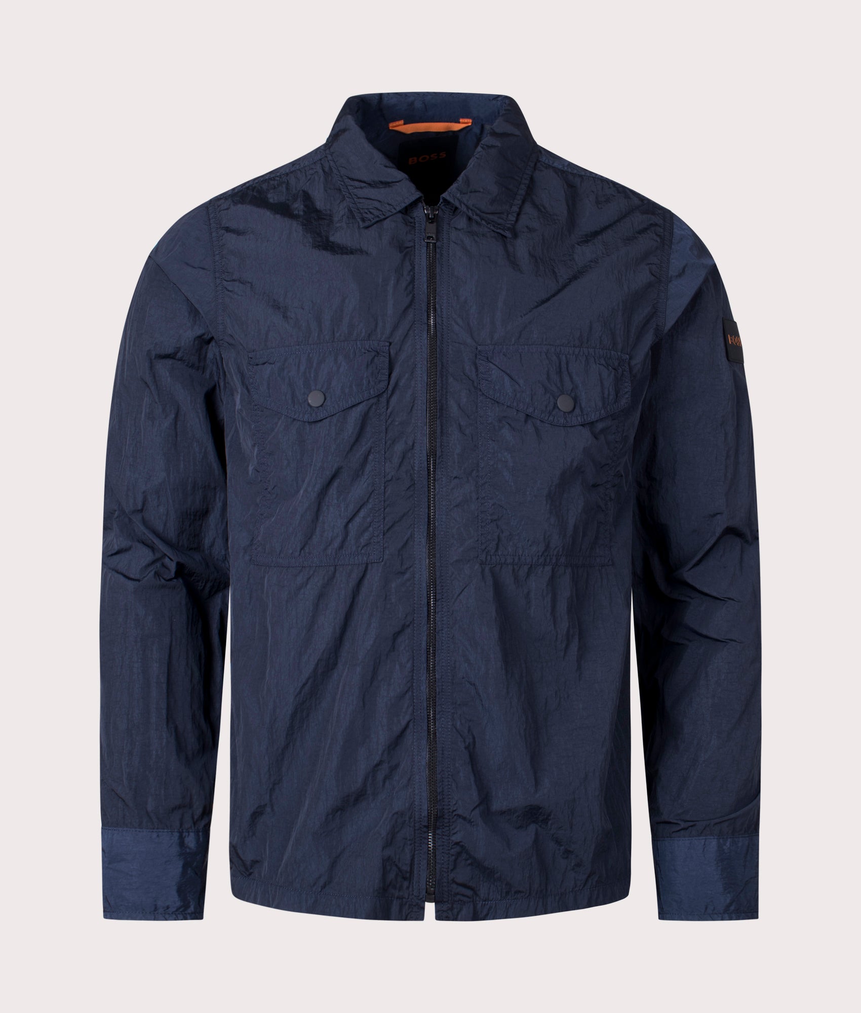 BOSS Mens Lovel Zip Through Overshirt - Colour: 404 Dark Blue - Size: Small