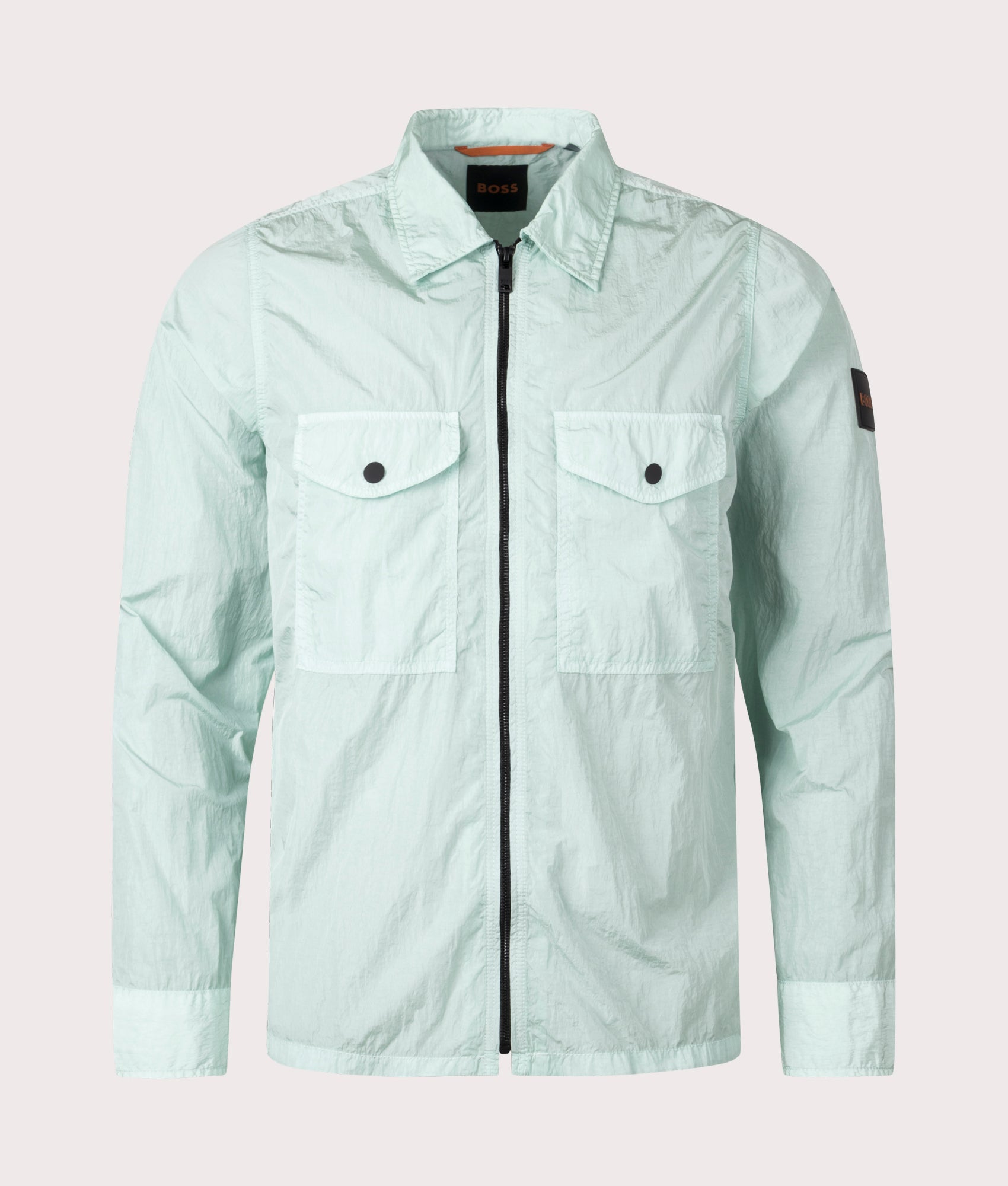 BOSS Mens Lovel Zip Through Overshirt - Colour: 446 Turquoise/Aqua - Size: XXL