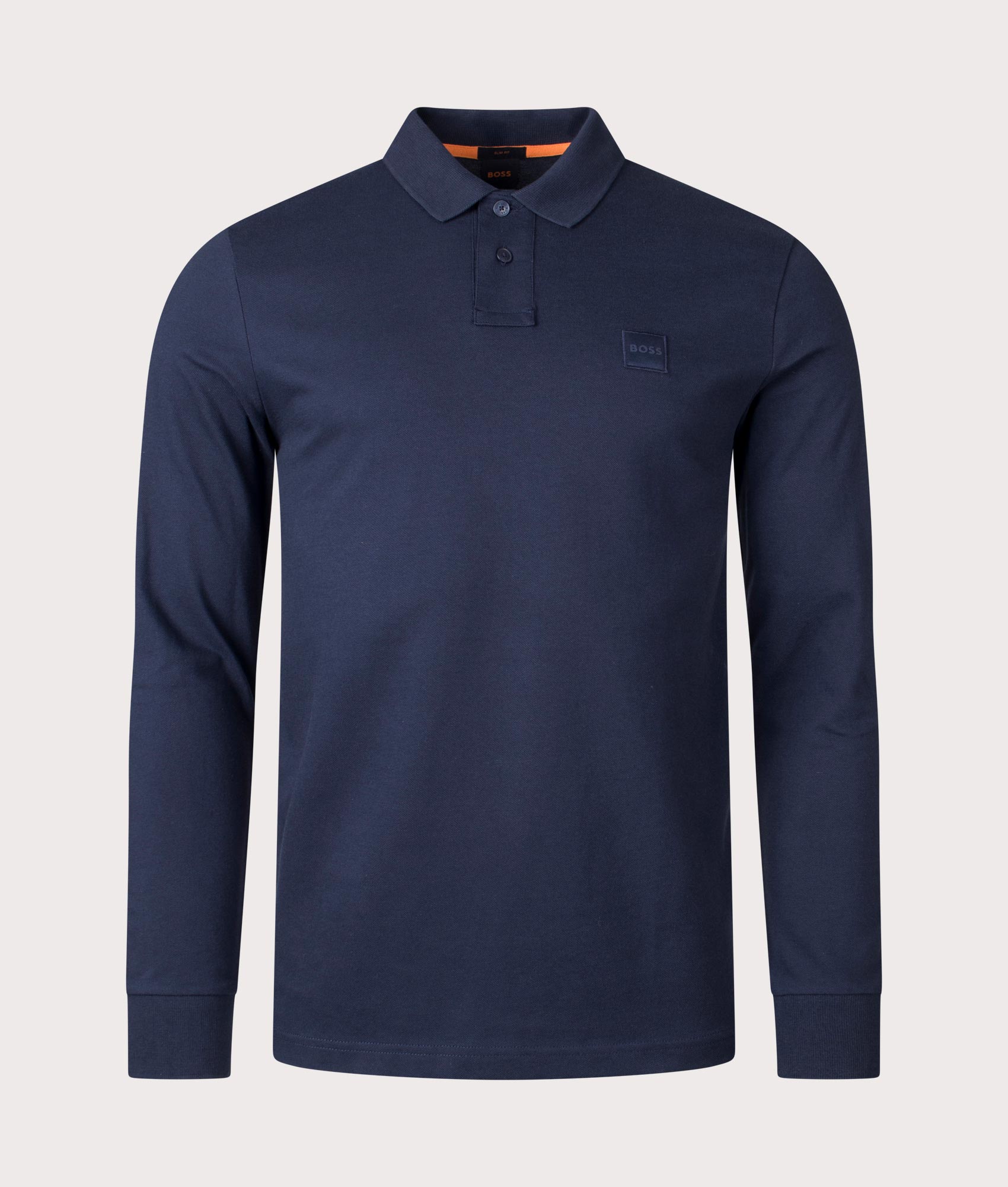 BOSS Mens Slim Fit Passerby Long Sleeve Polo Shirt - Colour: 404 Dark Blue - Size: Medium