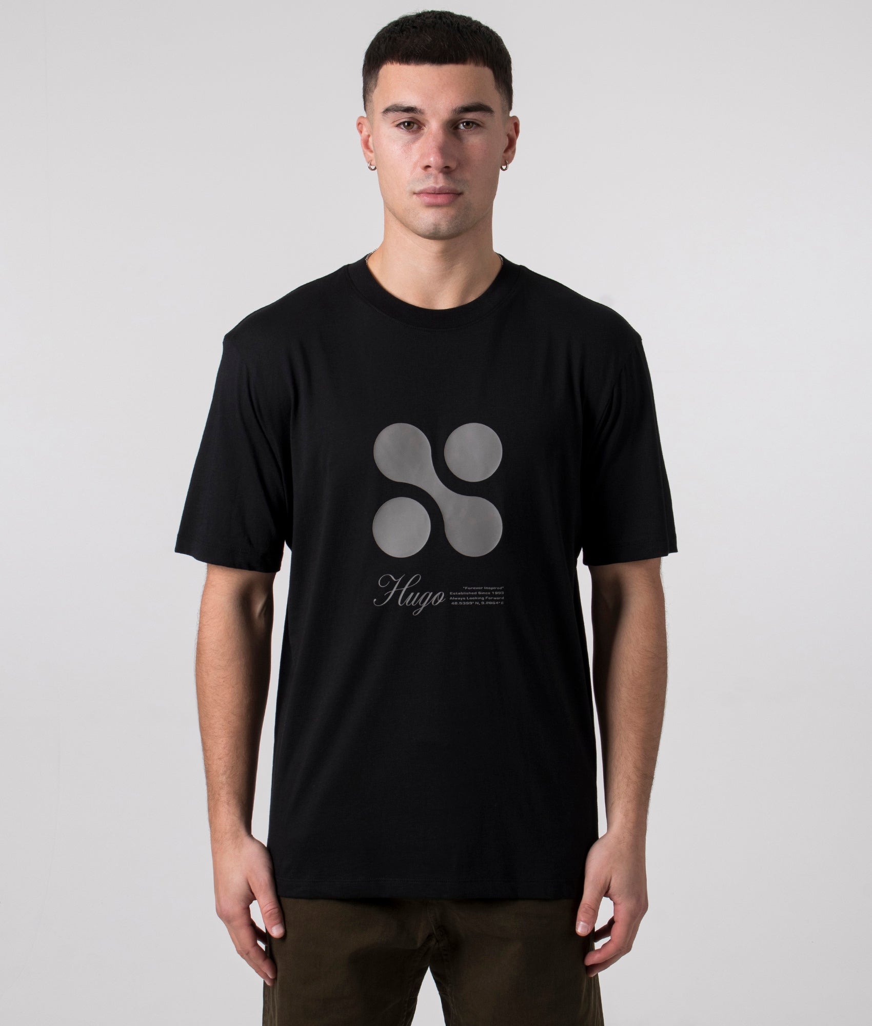 HUGO Mens Dooling T-Shirt - Colour: 001 Black - Size: Medium