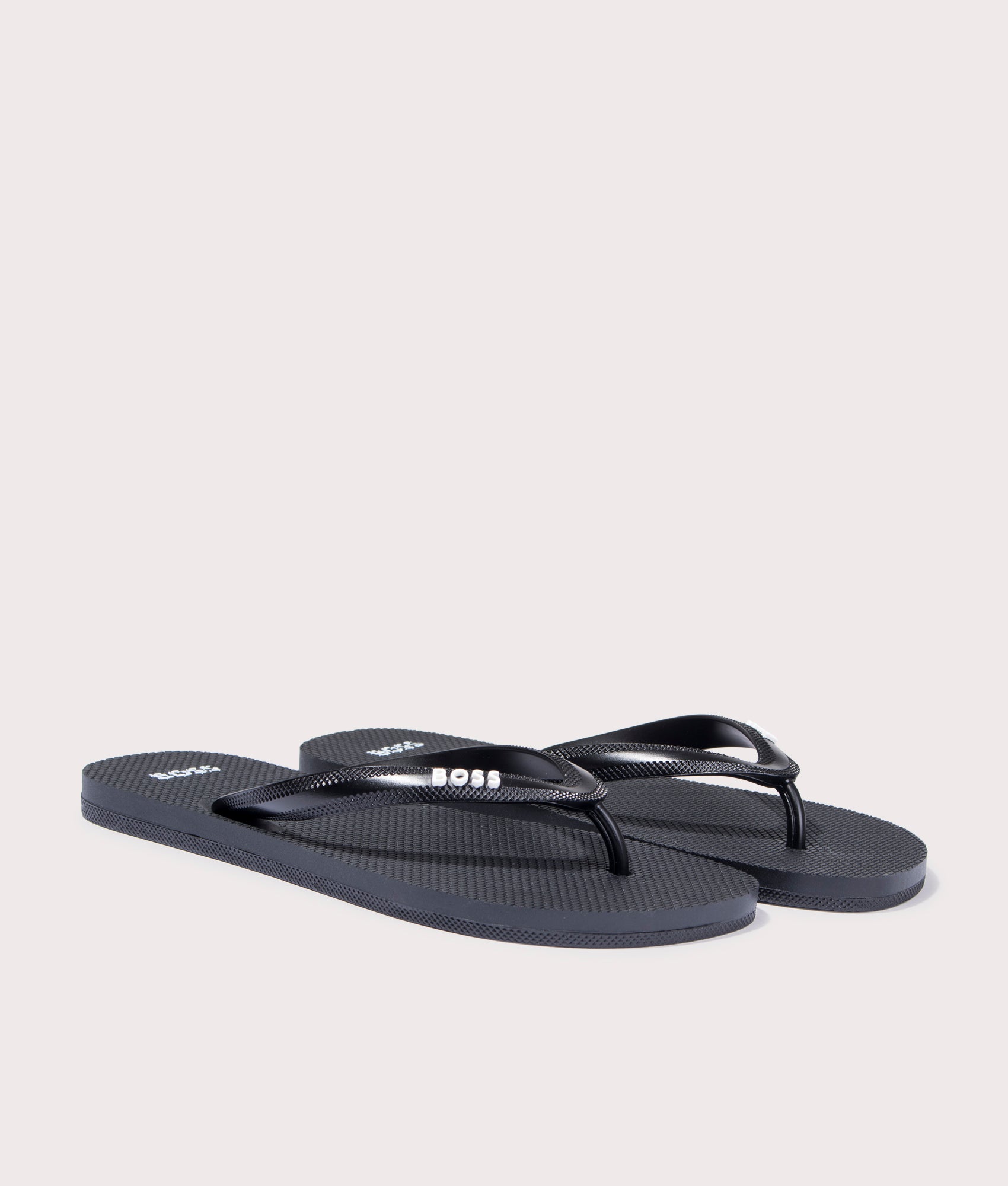 BOSS Mens Tracy Branded Strap Flip Flops - Colour: 001 Black - Size: 9/10