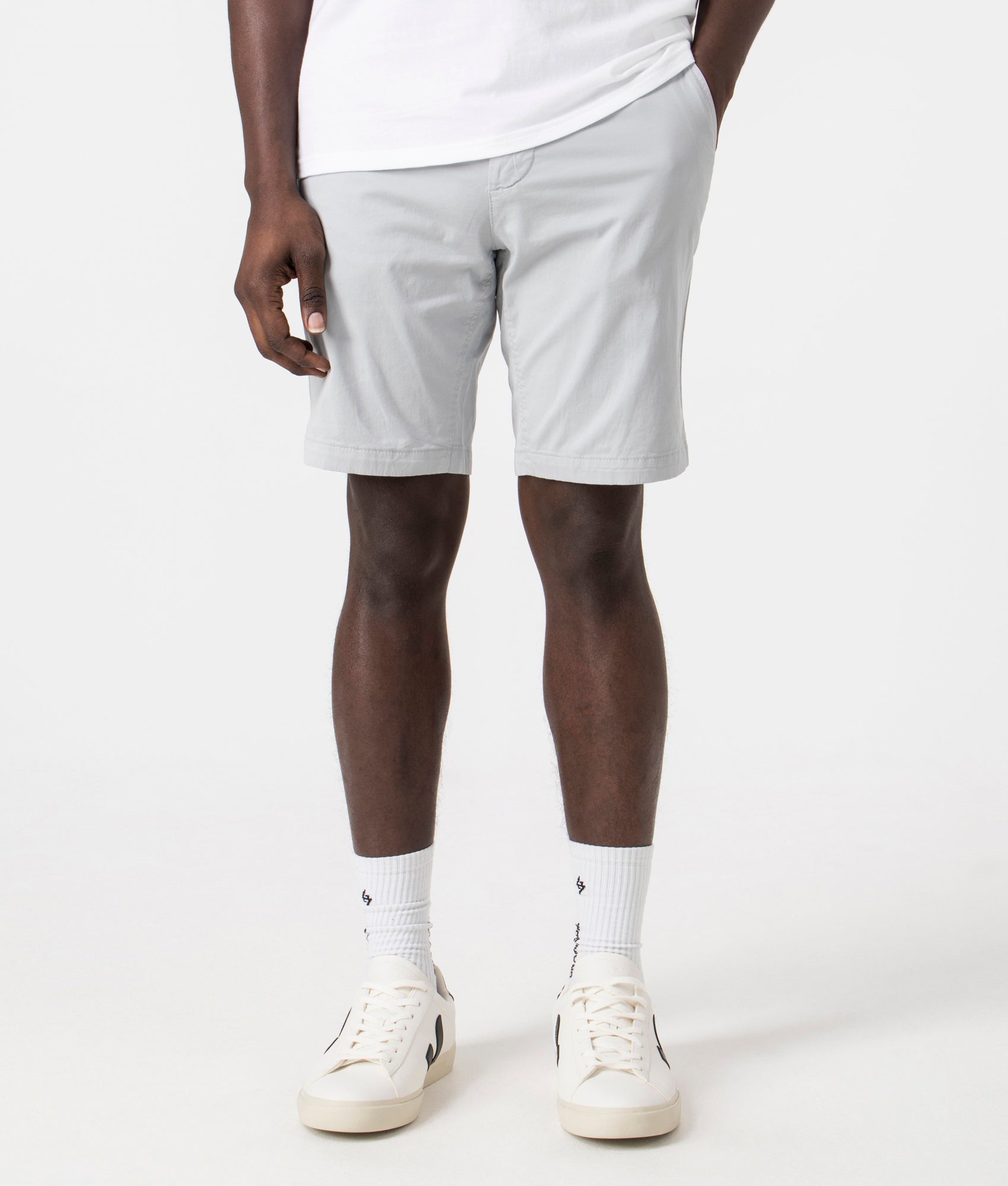 BOSS Mens Slim Fit Chino Shorts - Colour: 050 Light/Pastel Grey - Size: 32W