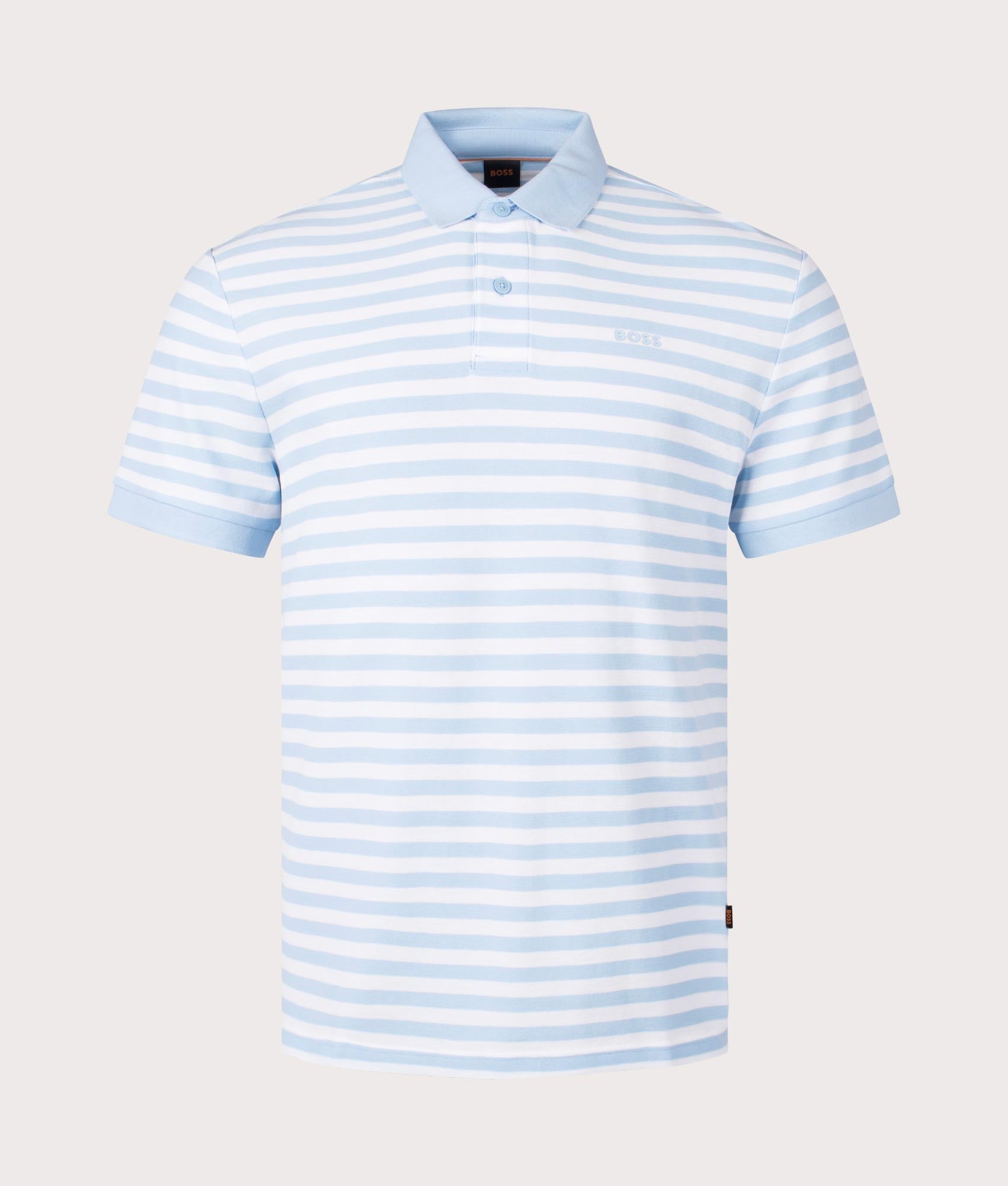 BOSS Mens Pales Stripe Polo Shirt - Colour: 460 Open Blue - Size: XXL