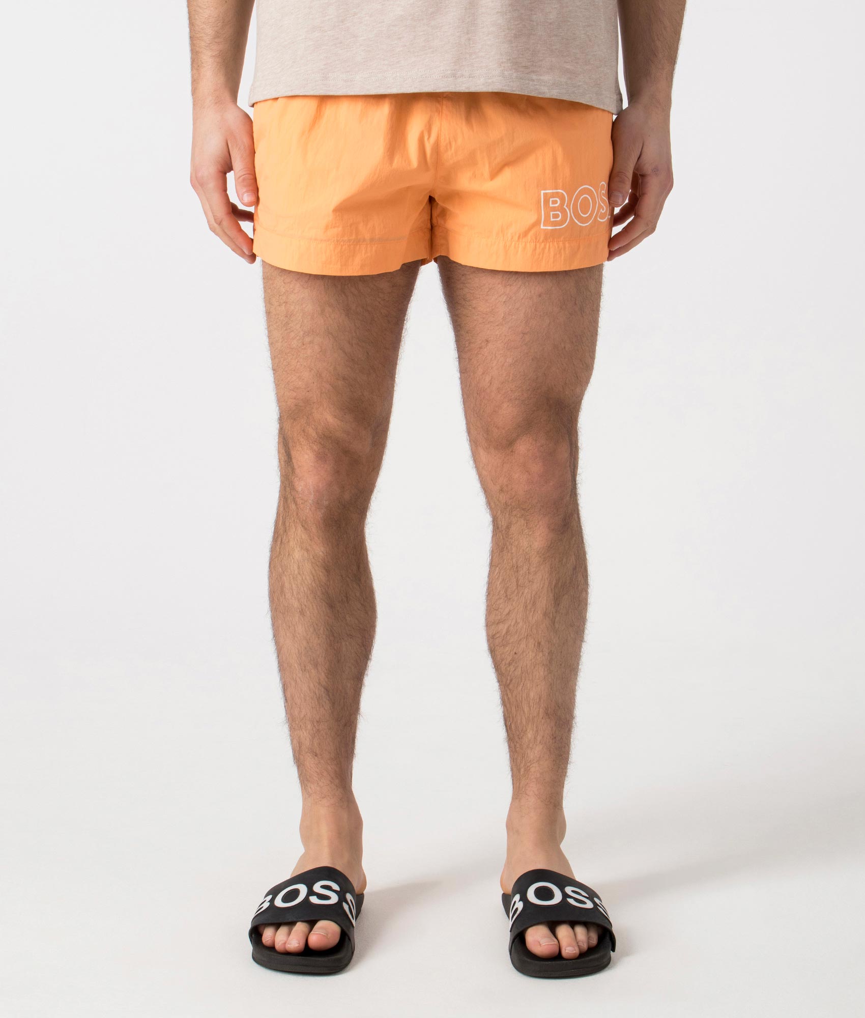 BOSS Mens Mooneye Swim Shorts - Colour: 813 Medium Orange - Size: XXL
