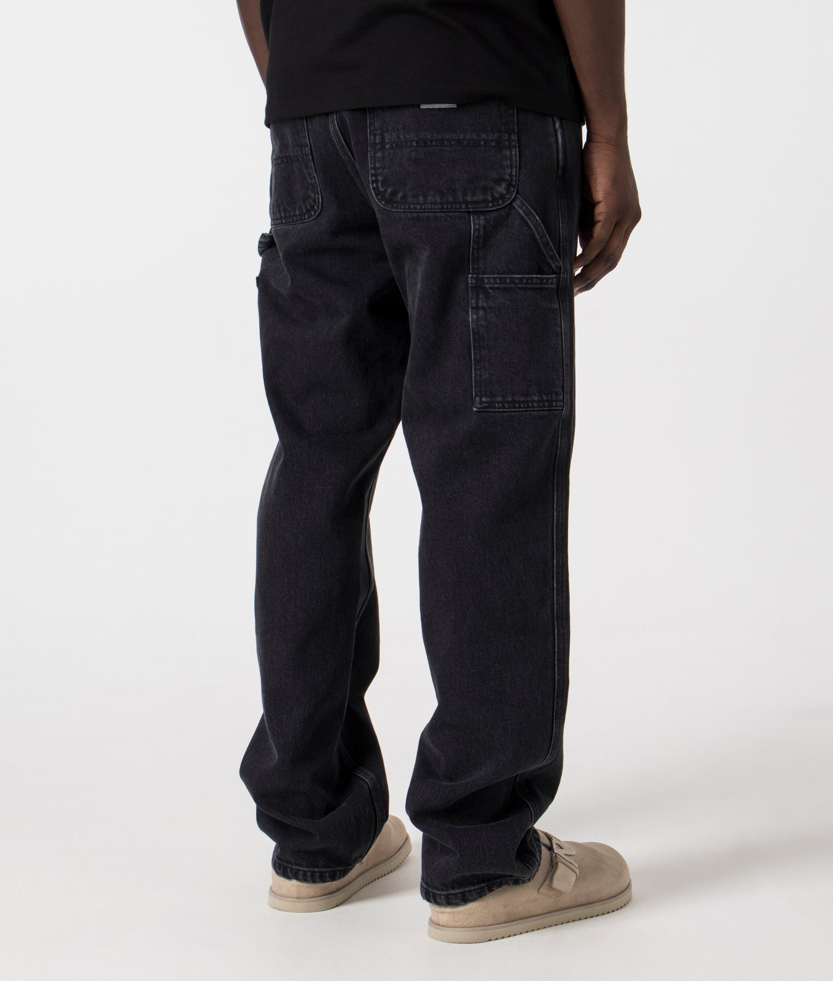 Carhartt WIP Mens Relaxed Fit Single Knee Pants - Colour: 8906 Black Stonewashed - Size: 34S
