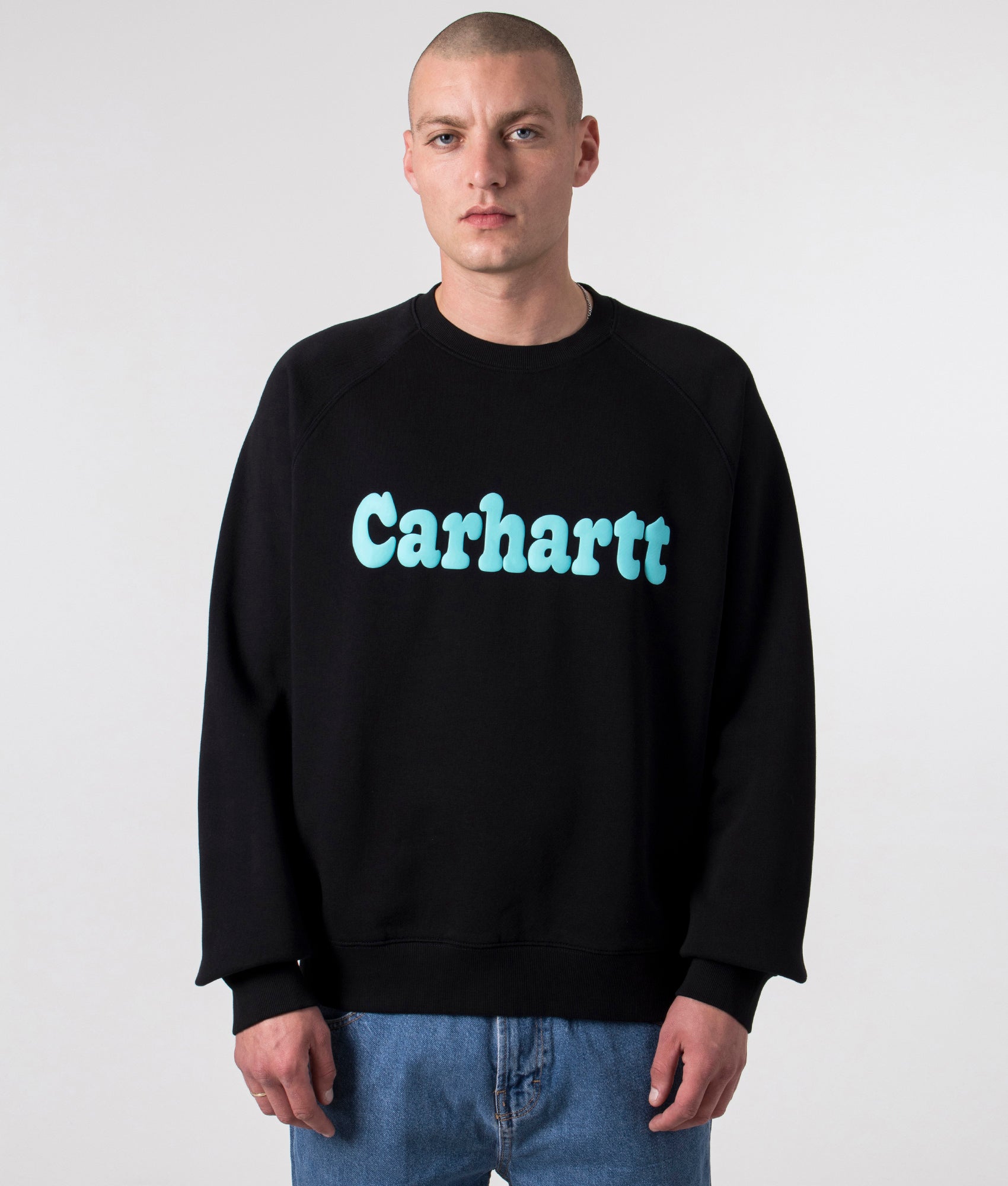 Carhartt WIP Mens Oversized Bubbles Sweatshirt - Colour: 1VNXX Black/Turquoise - Size: Medium