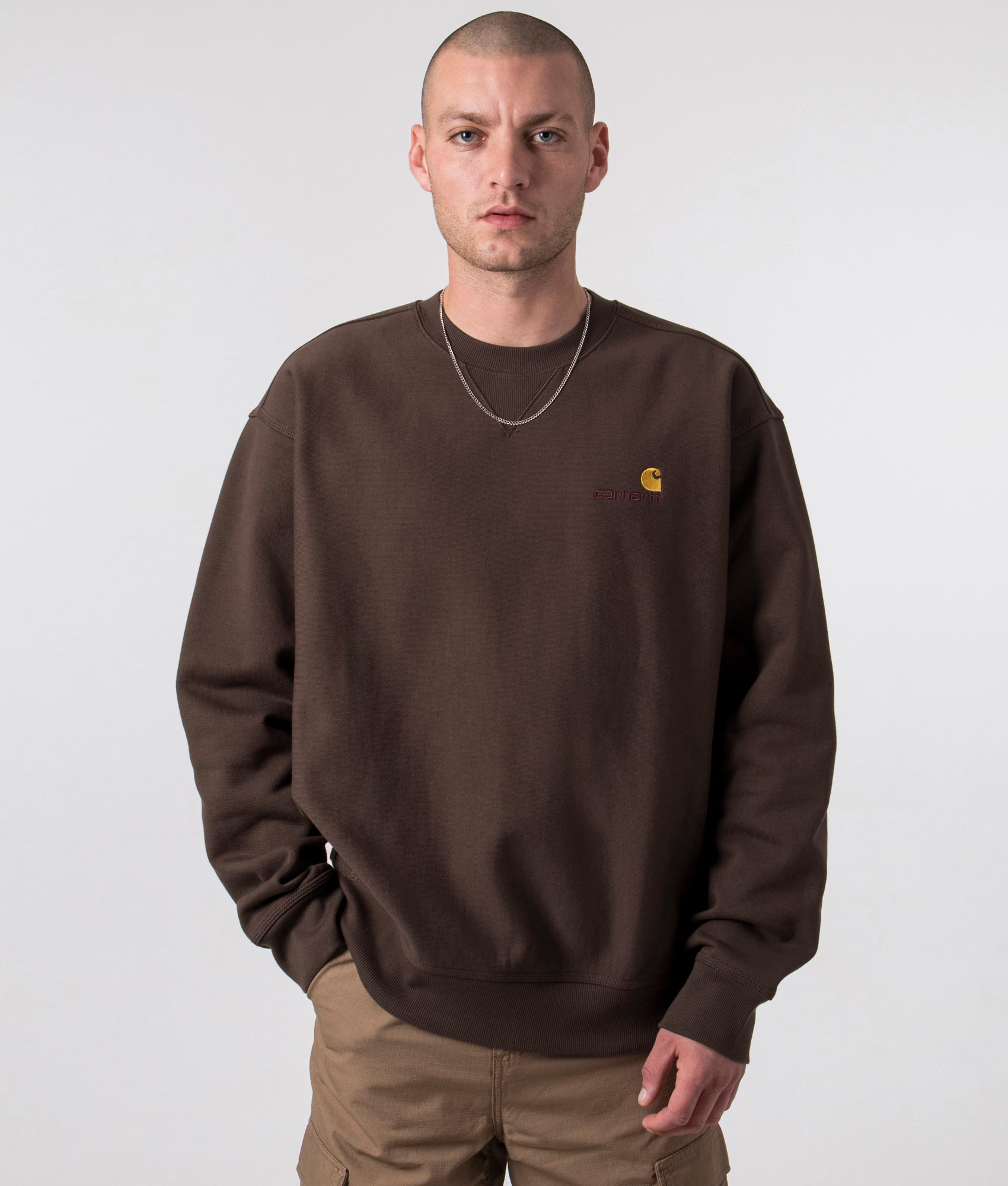 Carhartt WIP Mens Relaxed Fit American Script Sweatshirt - Colour: BVXX Buckeye - Size: XL