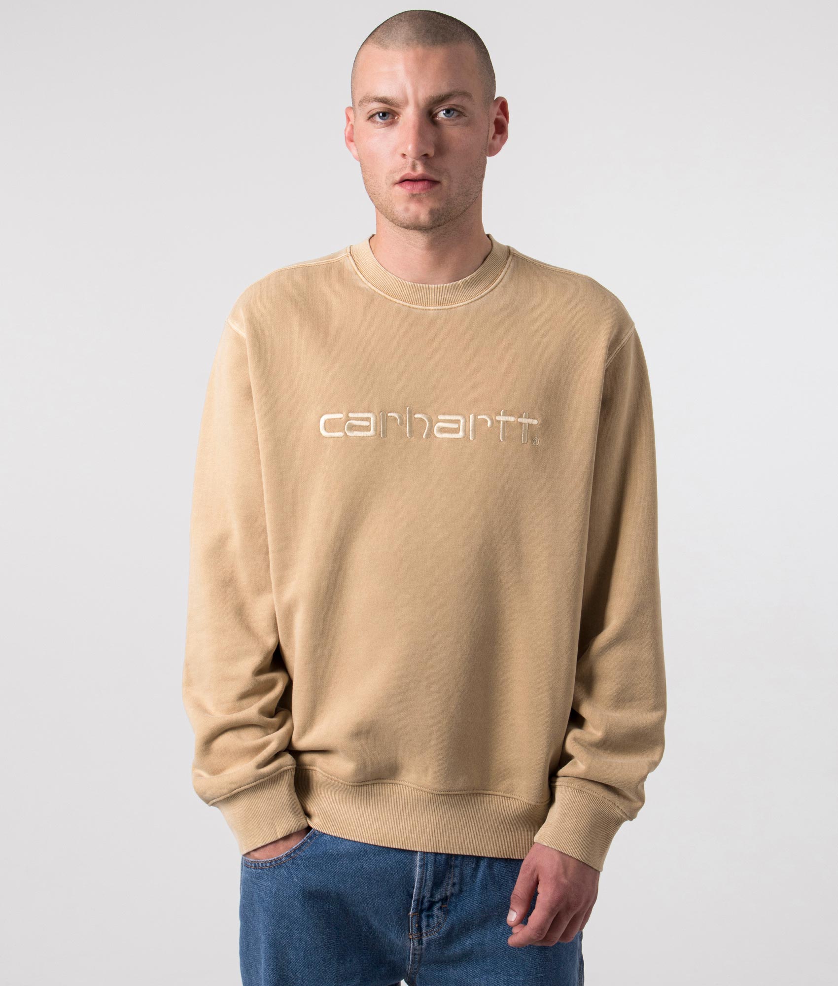 Carhartt WIP Mens Relaxed Fit Duster Sweatshirt - Colour: 07EGD Dusty H Brown Garment dyed - Size: S