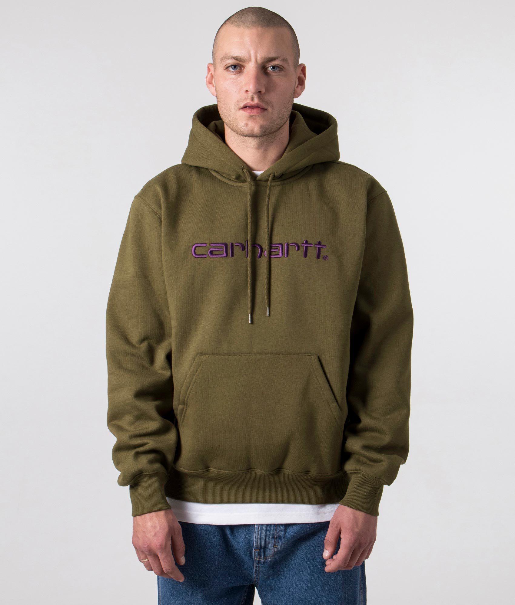 Carhartt WIP Mens Relaxed Fit Carhartt Hoodie - Colour: 1TEXX Highland/Cassis - Size: Small
