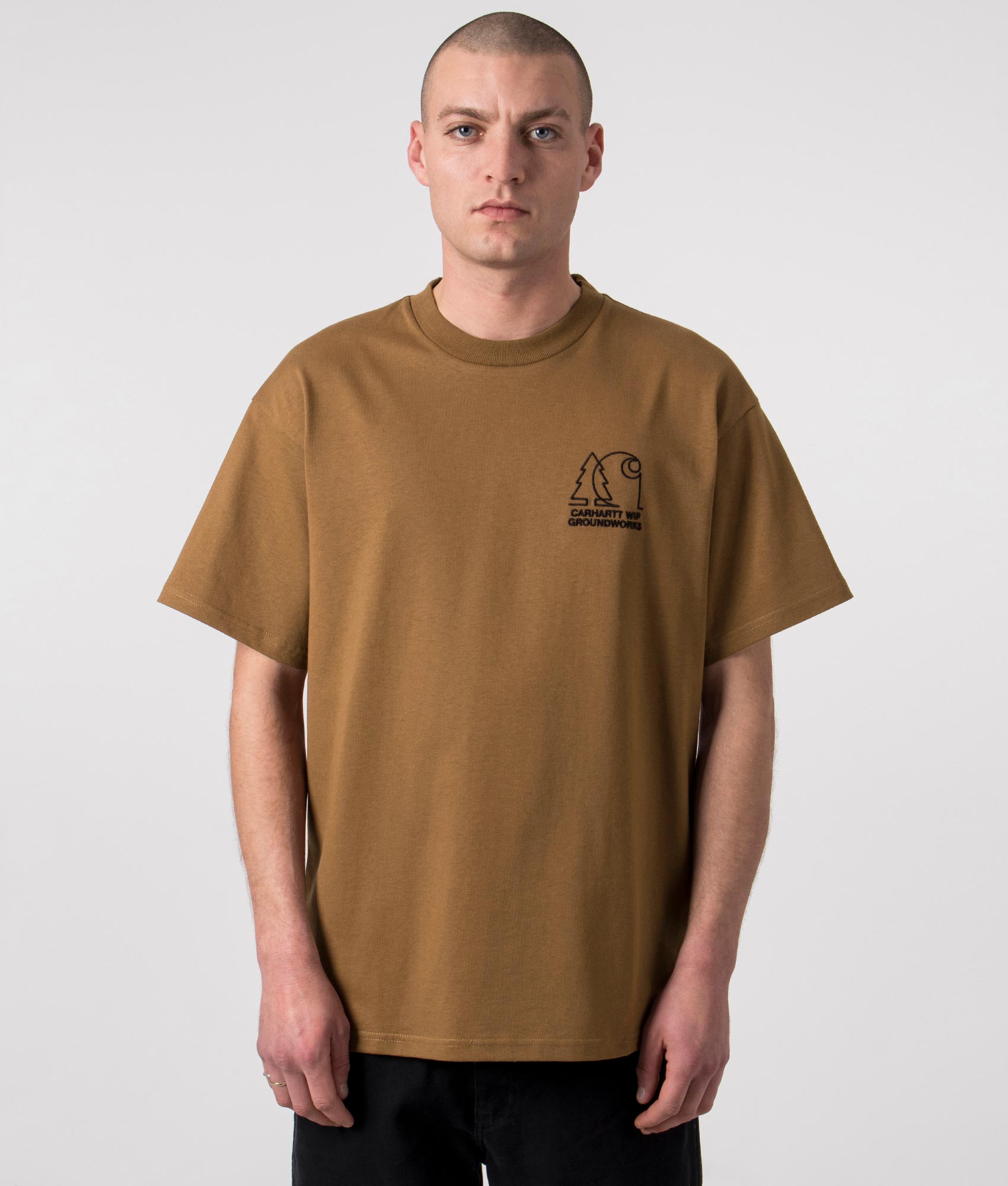 Carhartt WIP Mens Relaxed Fit Groundworks T-Shirt - Colour: HZXX Hamilton Brown - Size: Medium