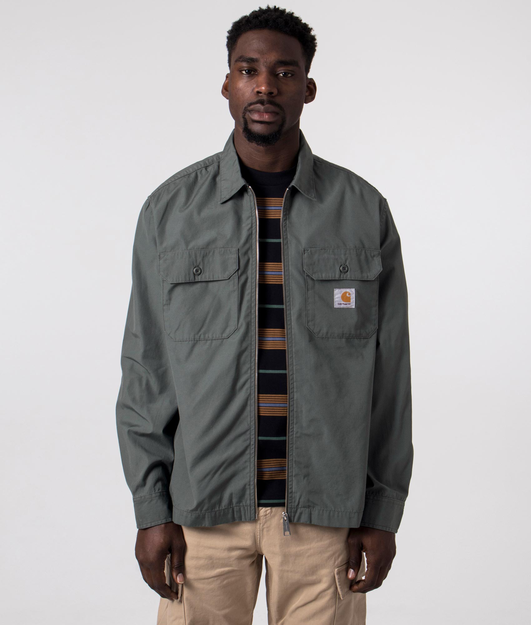 Carhartt WIP Mens Relaxed Fit Craft Zip Shirt - Colour: 1CK02 Jura Rinsed - Size: XL