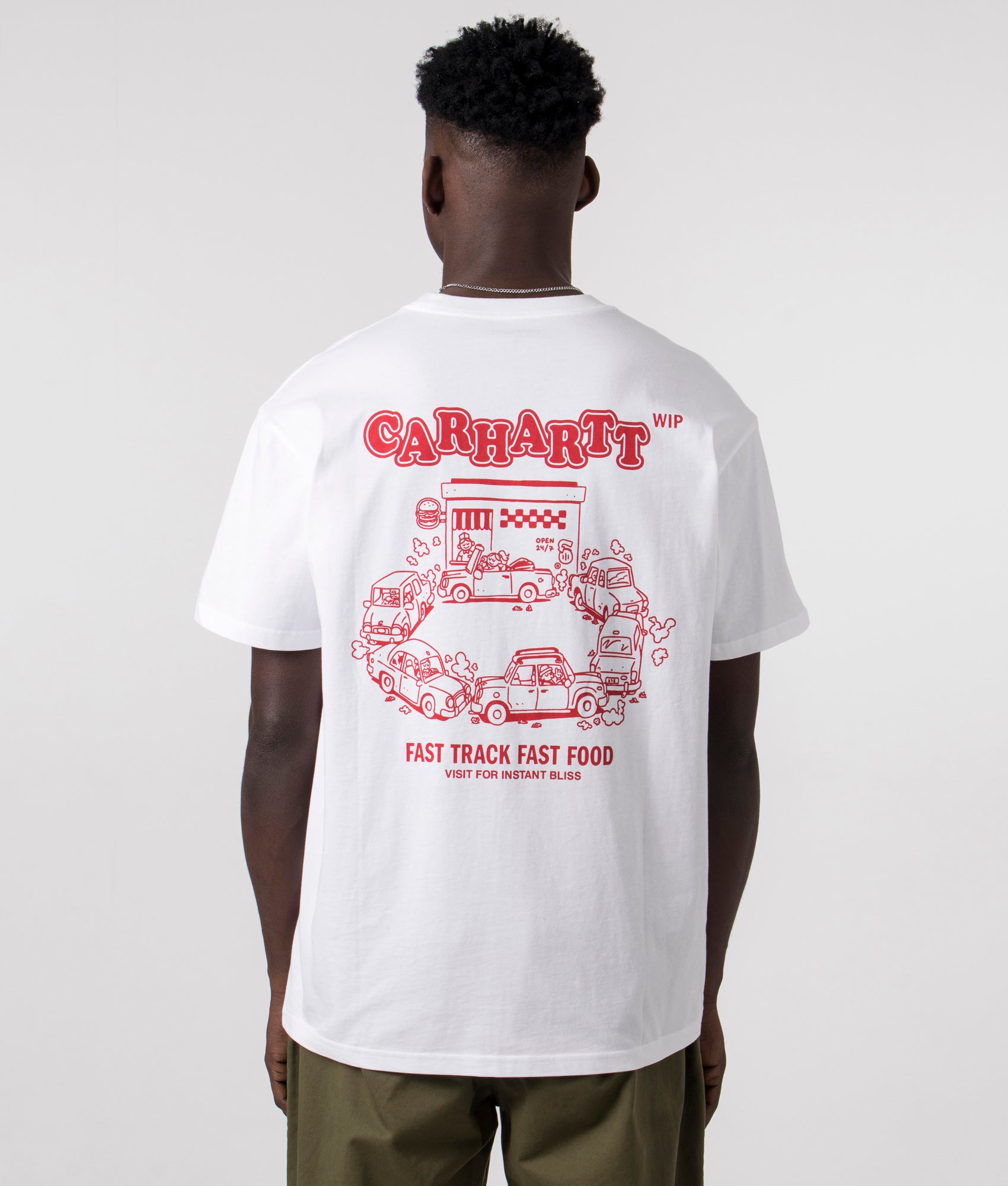 Carhartt WIP Mens Relaxed Fit Fast Food T-Shirt - Colour: 1WZXX White/Red - Size: Medium