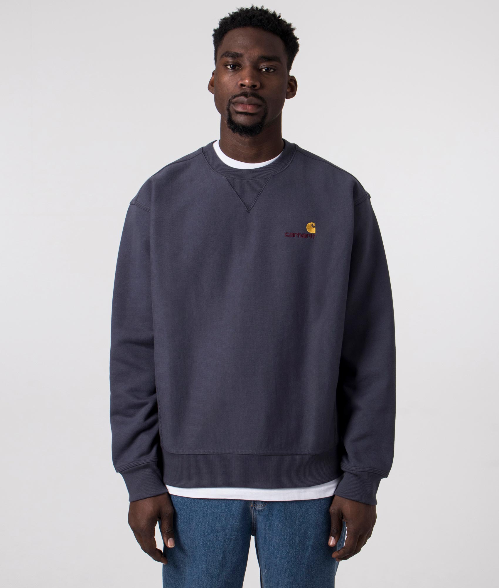 Carhartt WIP Mens Relaxed Fit American Script Sweatshirt - Colour: 1CQXX Zeus - Size: XL