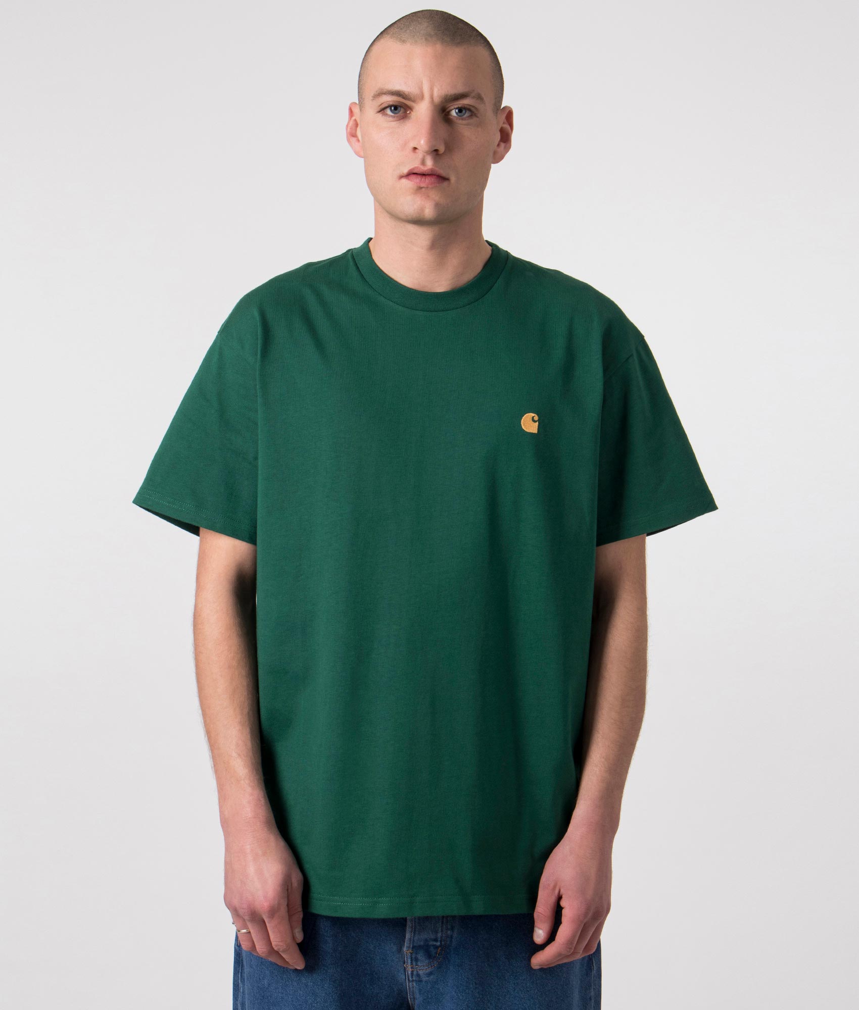 Carhartt WIP Mens Relaxed Fit Chase T-Shirt - Colour: 1YWXX Chervil/Gold - Size: XL