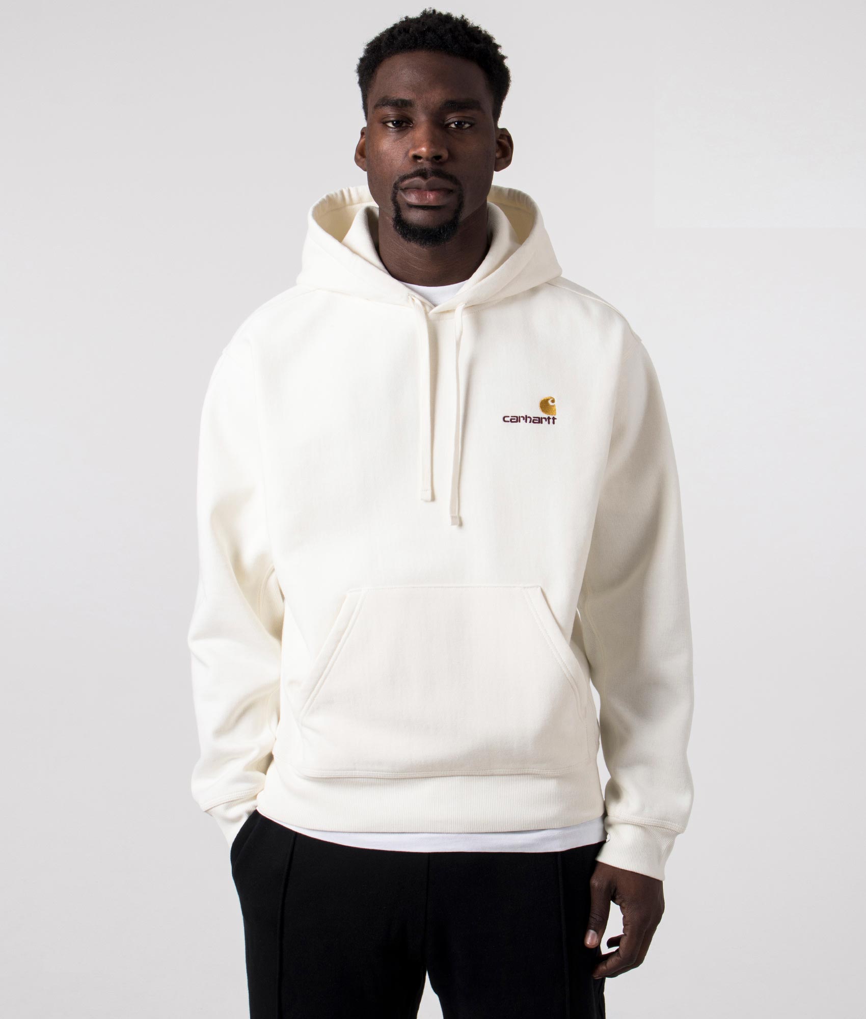 Carhartt WIP Mens Relaxed Fit American Script Hoodie - Colour: D6XX Wax - Size: Large