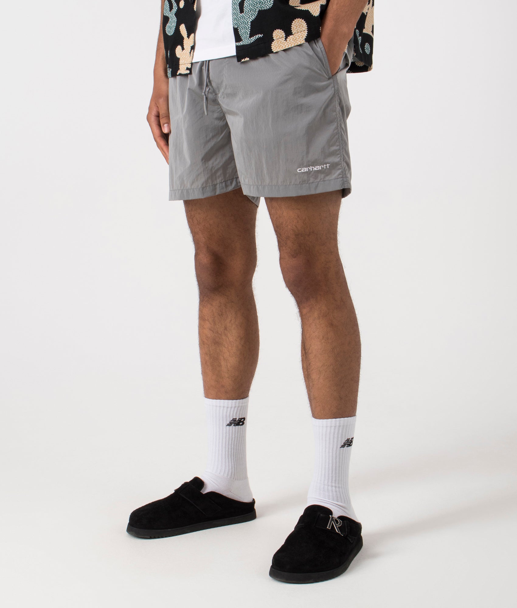 Carhartt WIP Mens Tobes Swim Trunks - Colour: 24OXX Sonic Silver/White - Size: Small