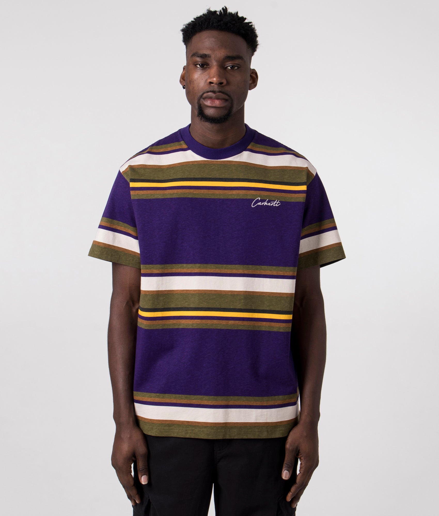 Carhartt WIP Mens Relaxed Fit Morcom T-Shirt - Colour: 20U60 Morcom Stripe, Tyrian - Size: Large