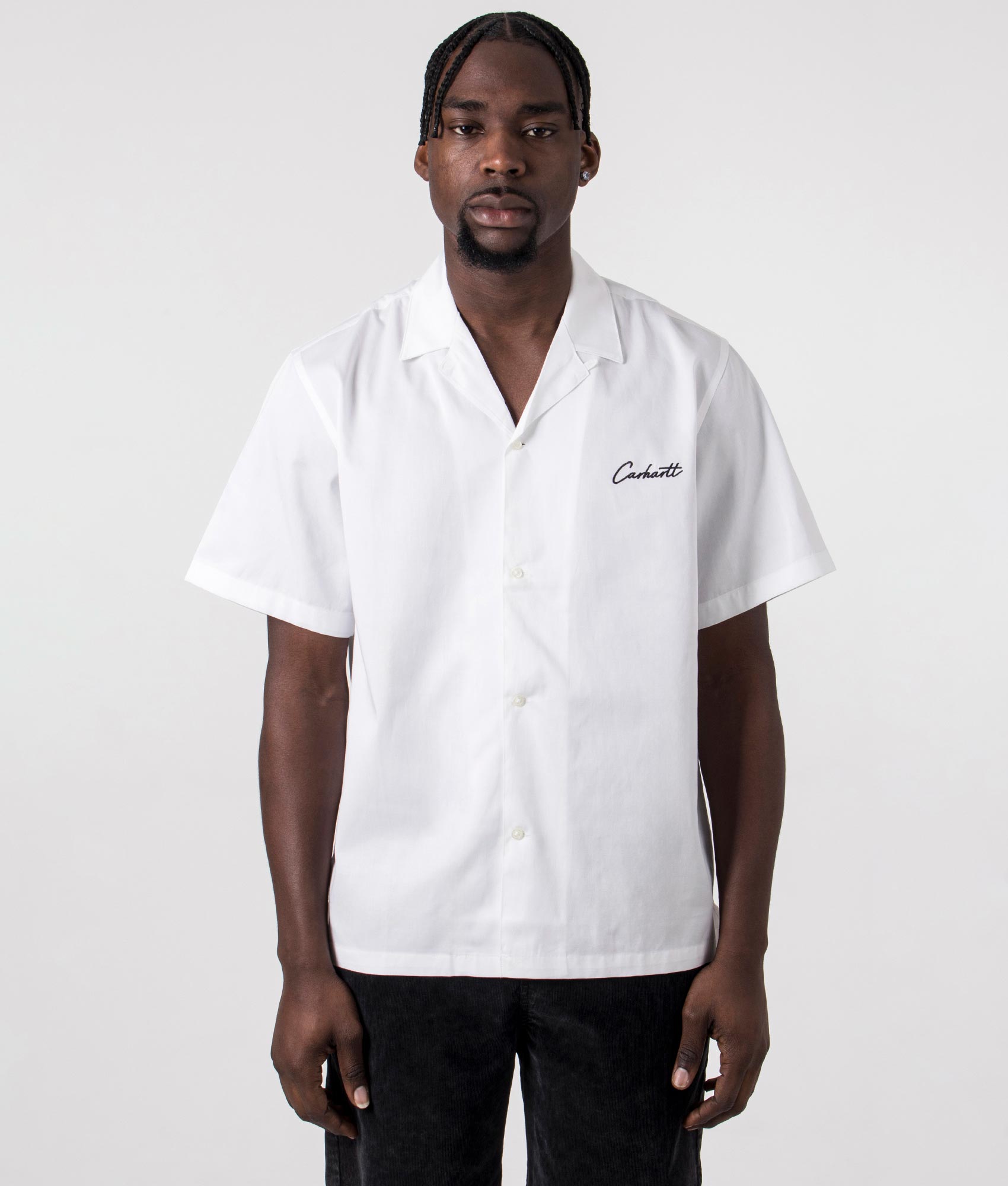 Carhartt WIP Mens Short Sleeve Delray Shirt - Colour: 00AXX White/Black - Size: XL