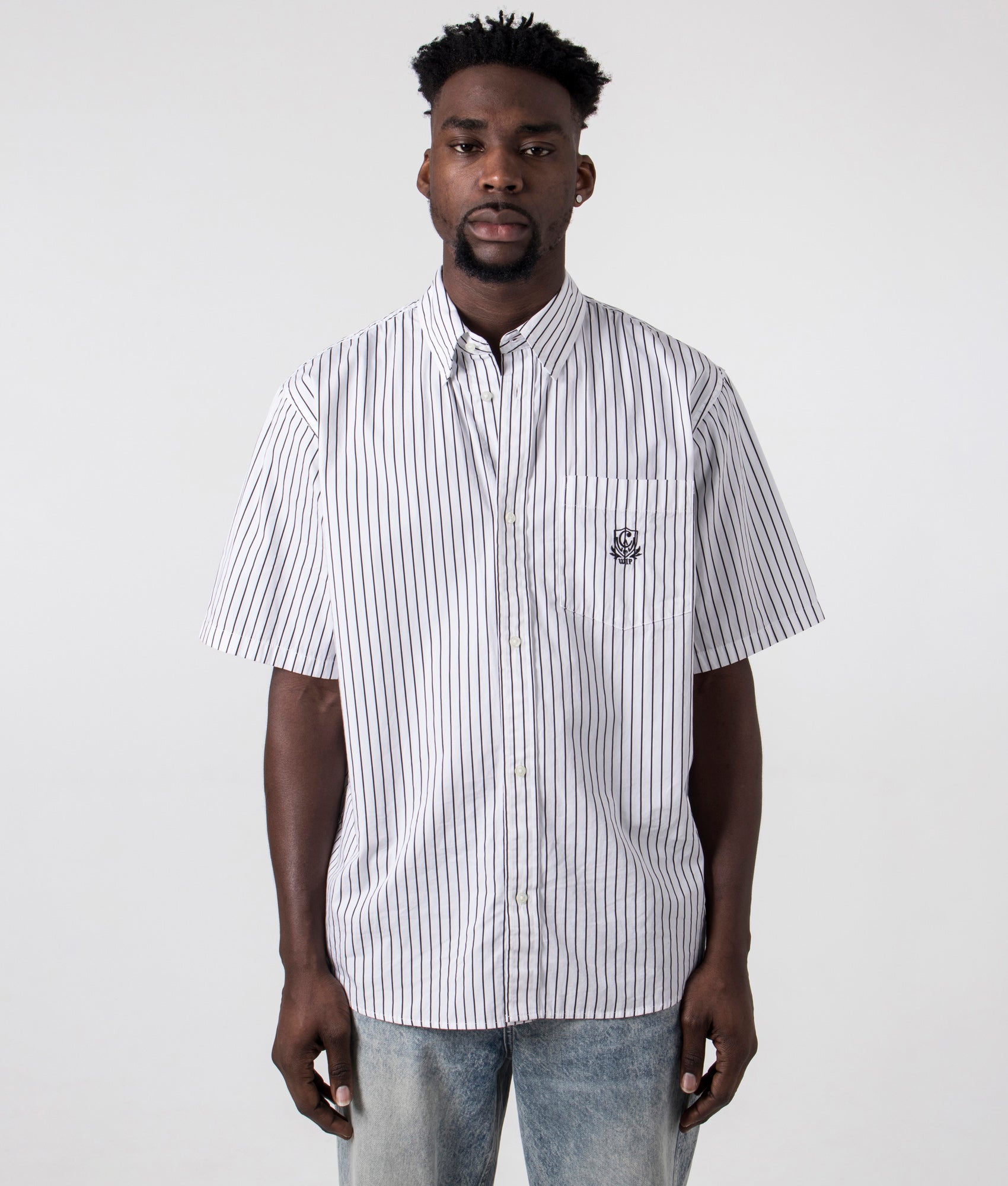 Carhartt WIP Mens Short Sleeve Linus Shirt - Colour: 22AXX Linus Stripe, Black/White - Size: XL