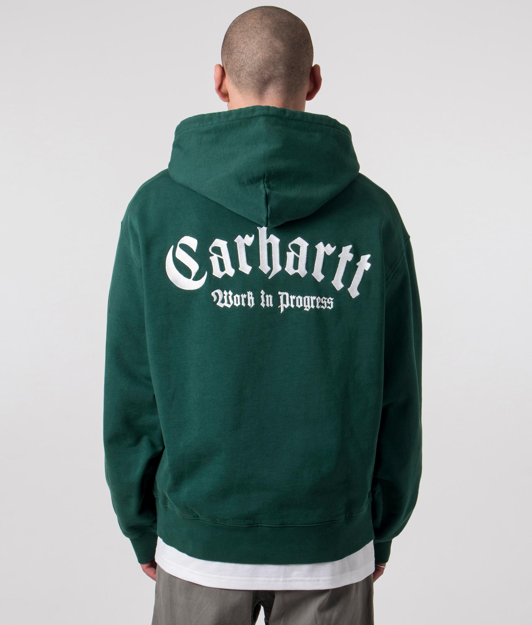 Carhartt WIP Mens Oversized Fit Onyx Script Hoodie - Colour: 22VXX Chervil/White - Size: Medium