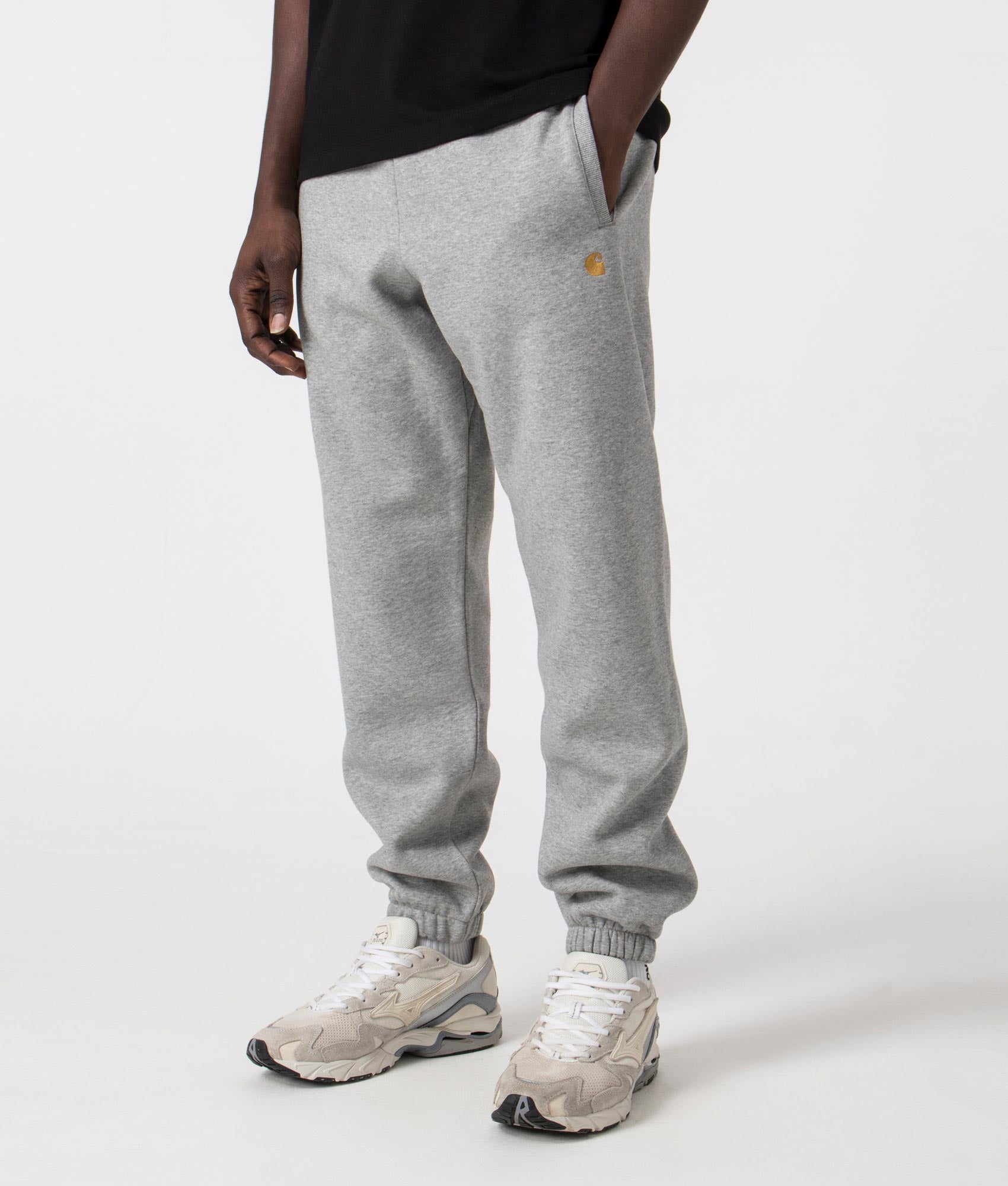 Carhartt WIP Mens Chase Joggers - Colour: 00MXX Grey Heather/Gold - Size: XL